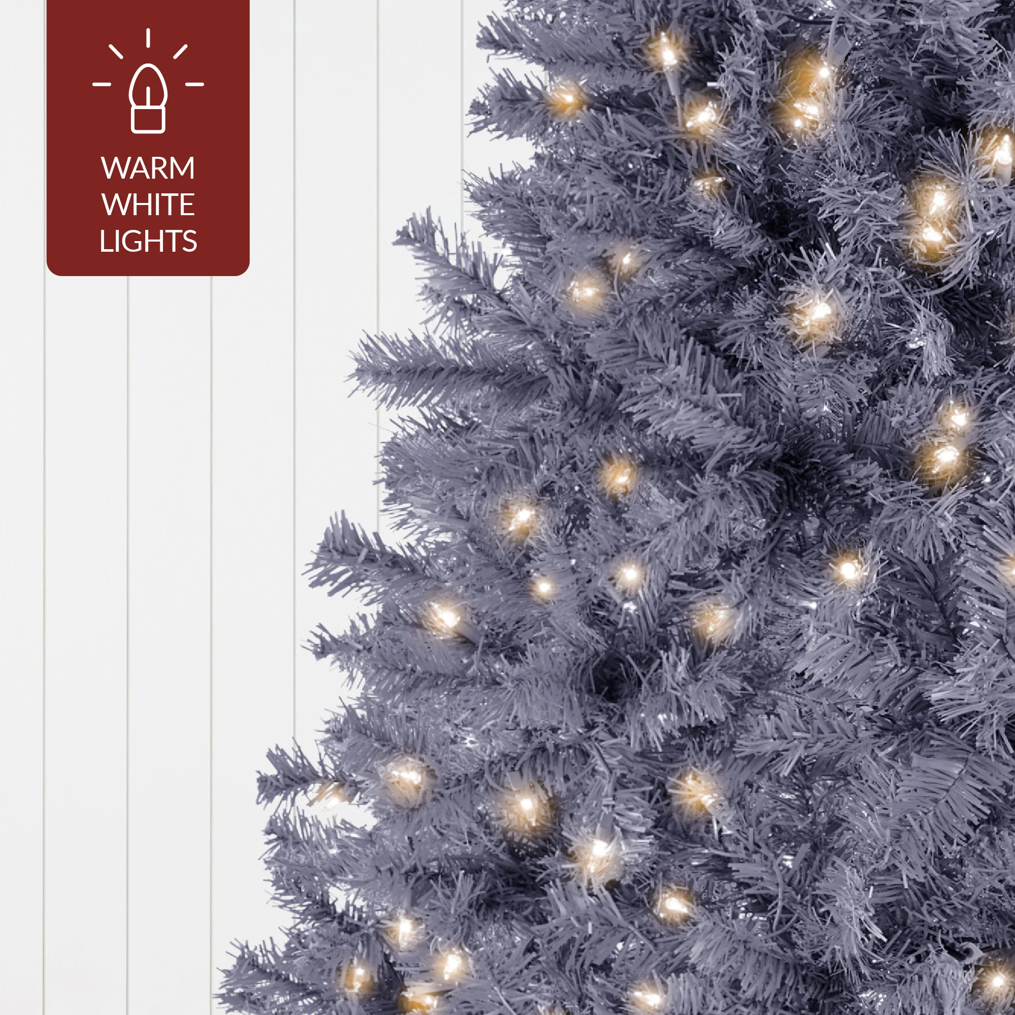 Pre-Lit Artificial Charcoal Gray Christmas Tree w/ Incandescent Lights - Image 8