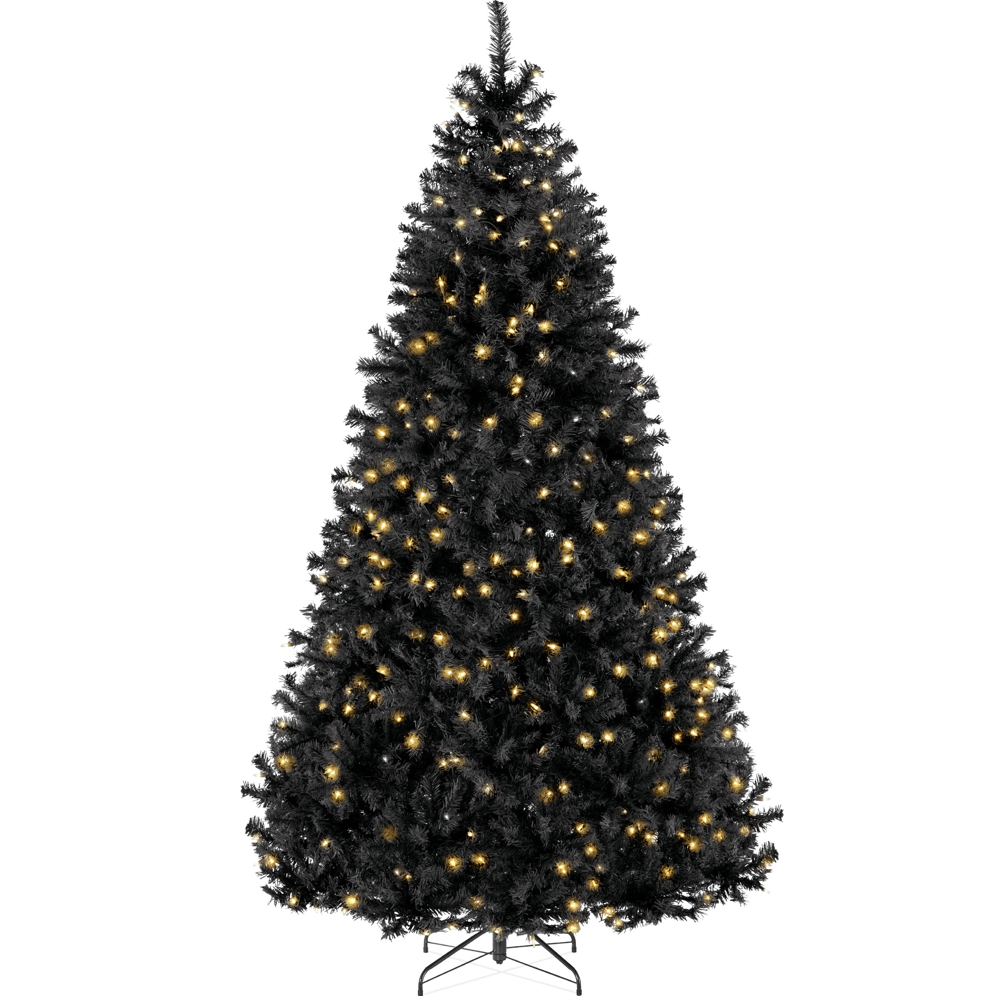 Pre-Lit Artificial Black Christmas Tree w/ Incandescent Lights, Metal Stand - Image 10