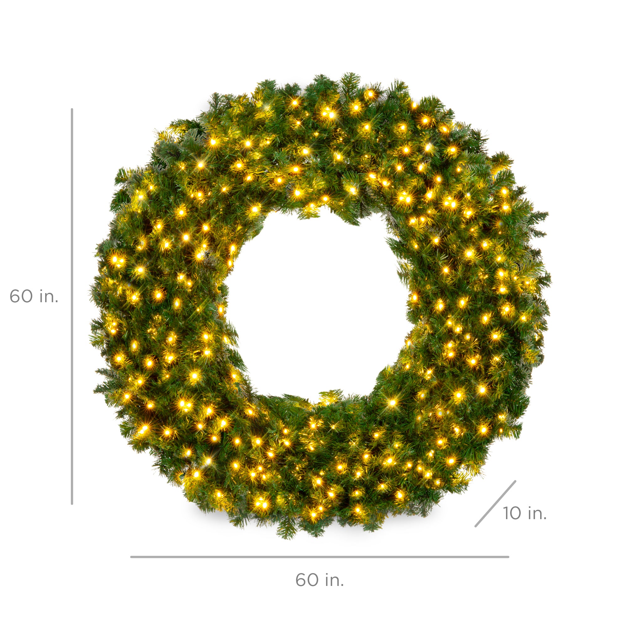 Pre-Lit Artificial Fir Christmas Wreath w/ LED Lights, Plug-In, PVC Tips - Image 23