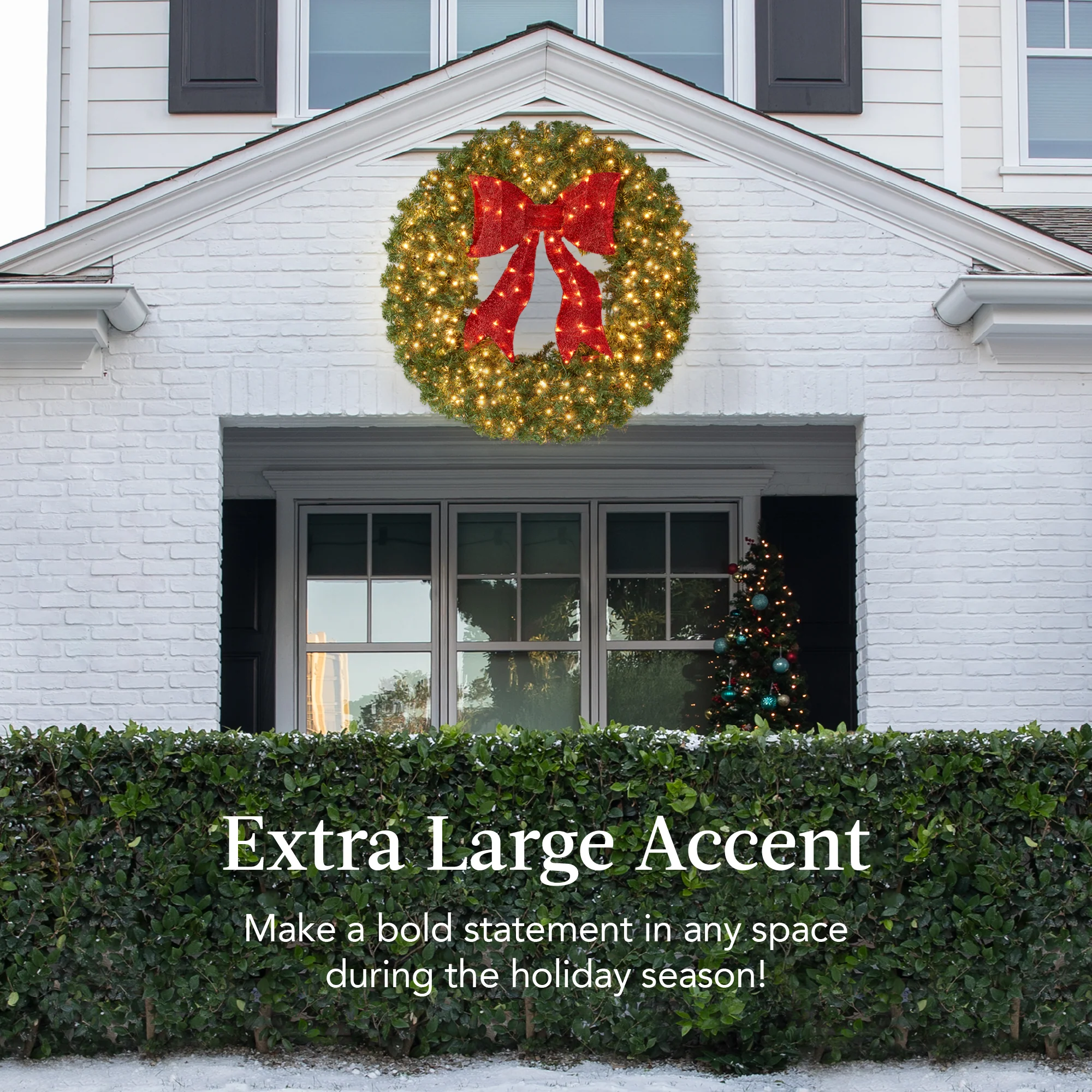 Pre-Lit Artificial Fir Christmas Wreath w/ Red Bow, LED Lights - Image 20