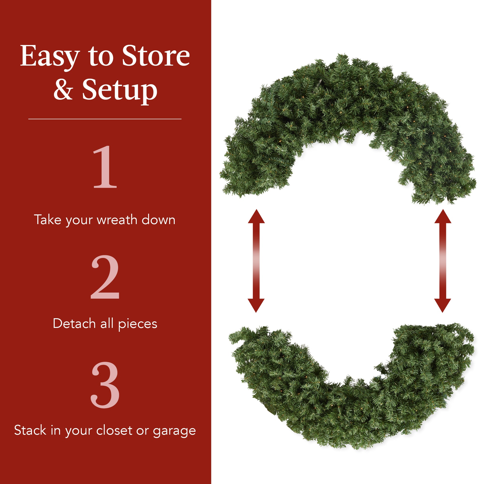 Pre-Lit Artificial Fir Christmas Wreath w/ Red Bow, LED Lights - Image 24