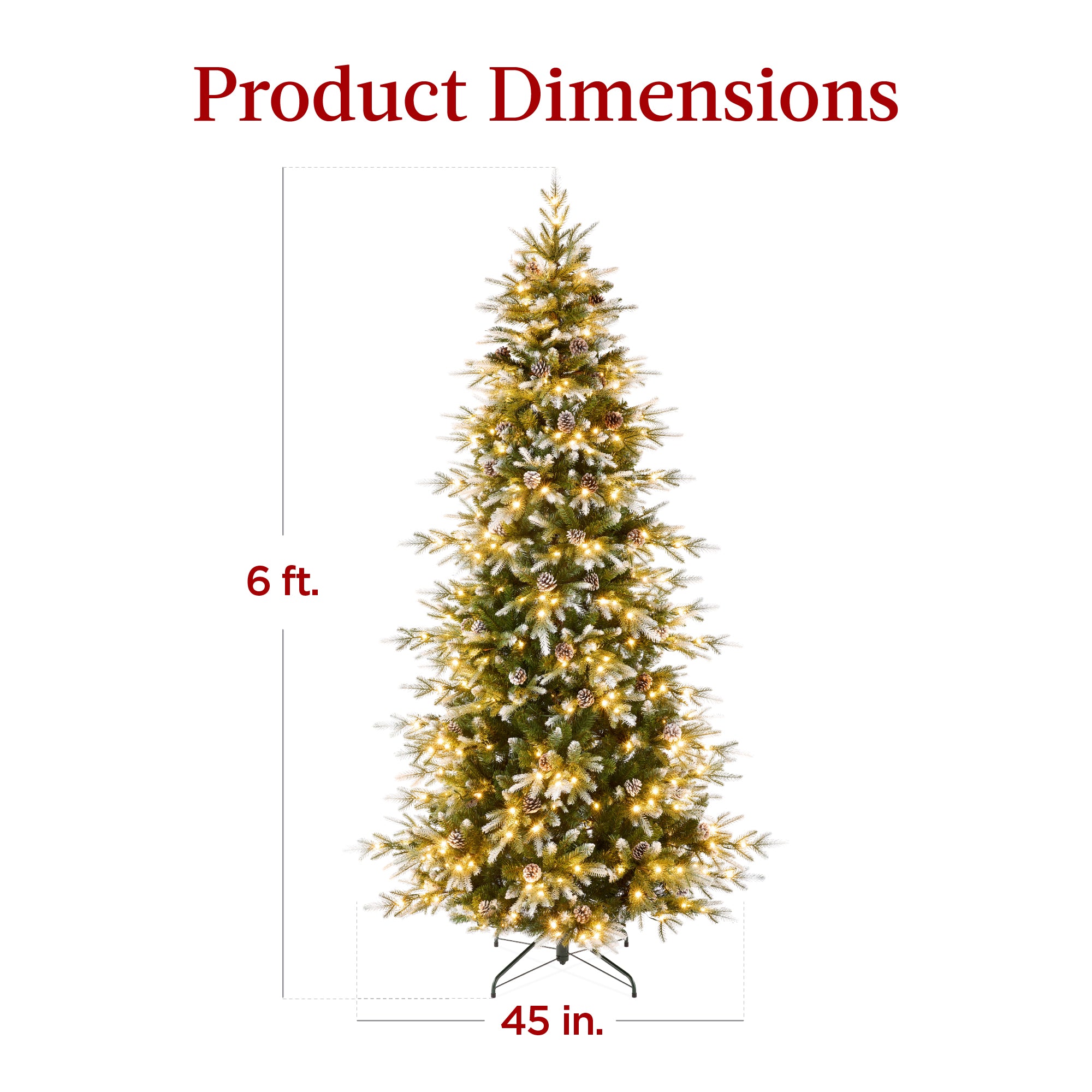 Pre-Lit Artificial Flocked Slim Aspen Noble Fir Christmas Tree w/ Stand - Image 30
