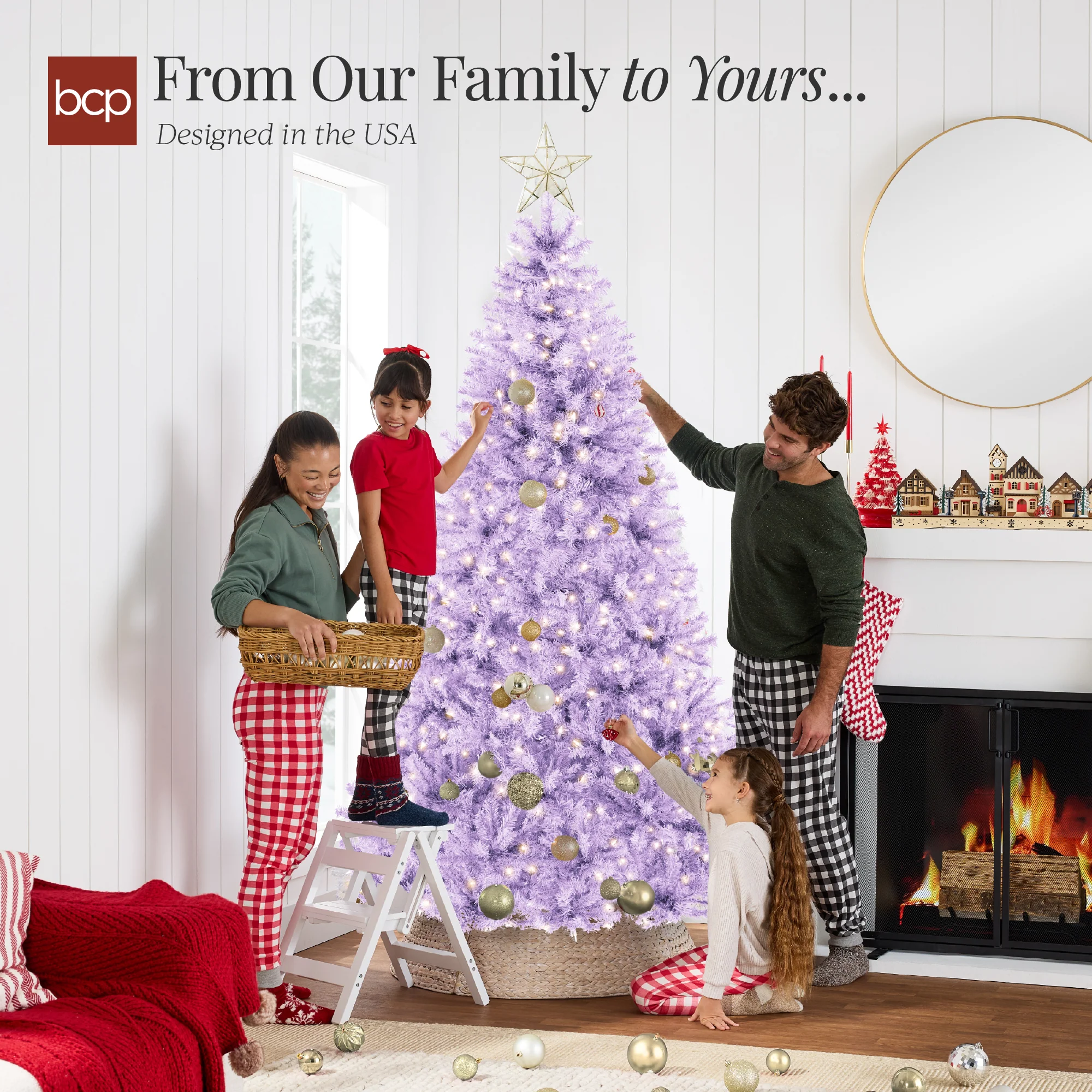 Pre-Lit Artificial Lavender Christmas Tree w/ Incandescent Lights - Image 4