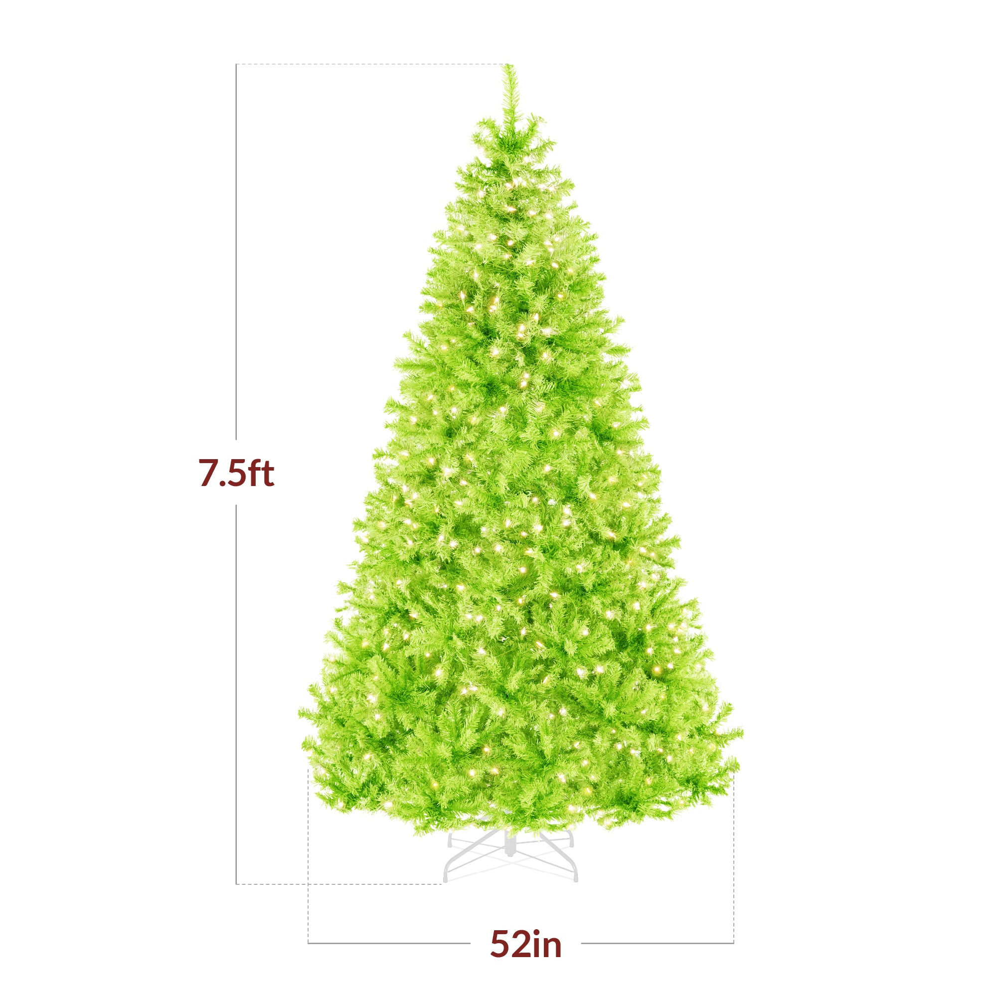 Pre-Lit Artificial Lime Green Christmas Tree w/ Incandescent Lights - Image 11
