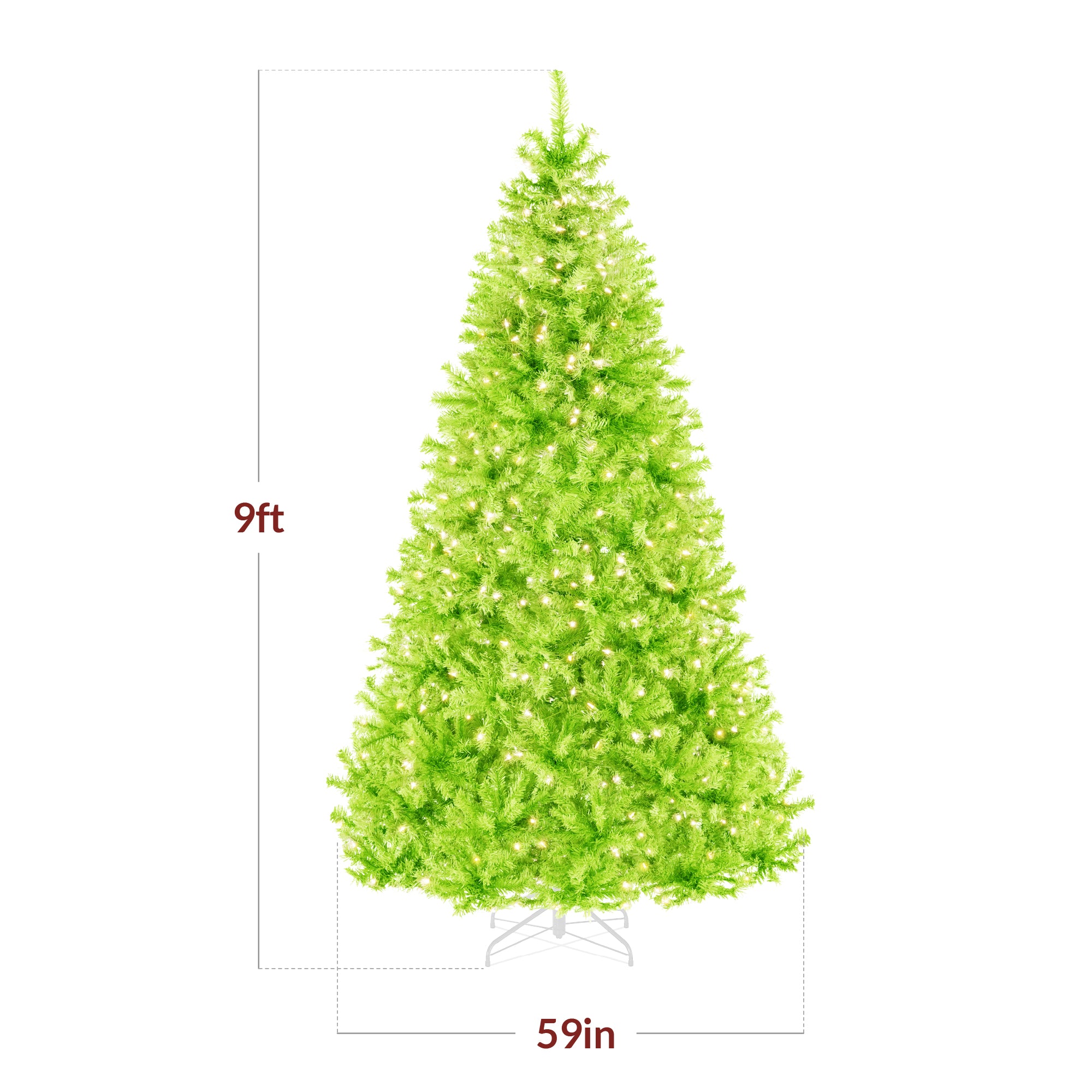 Pre-Lit Artificial Lime Green Christmas Tree w/ Incandescent Lights - Image 2