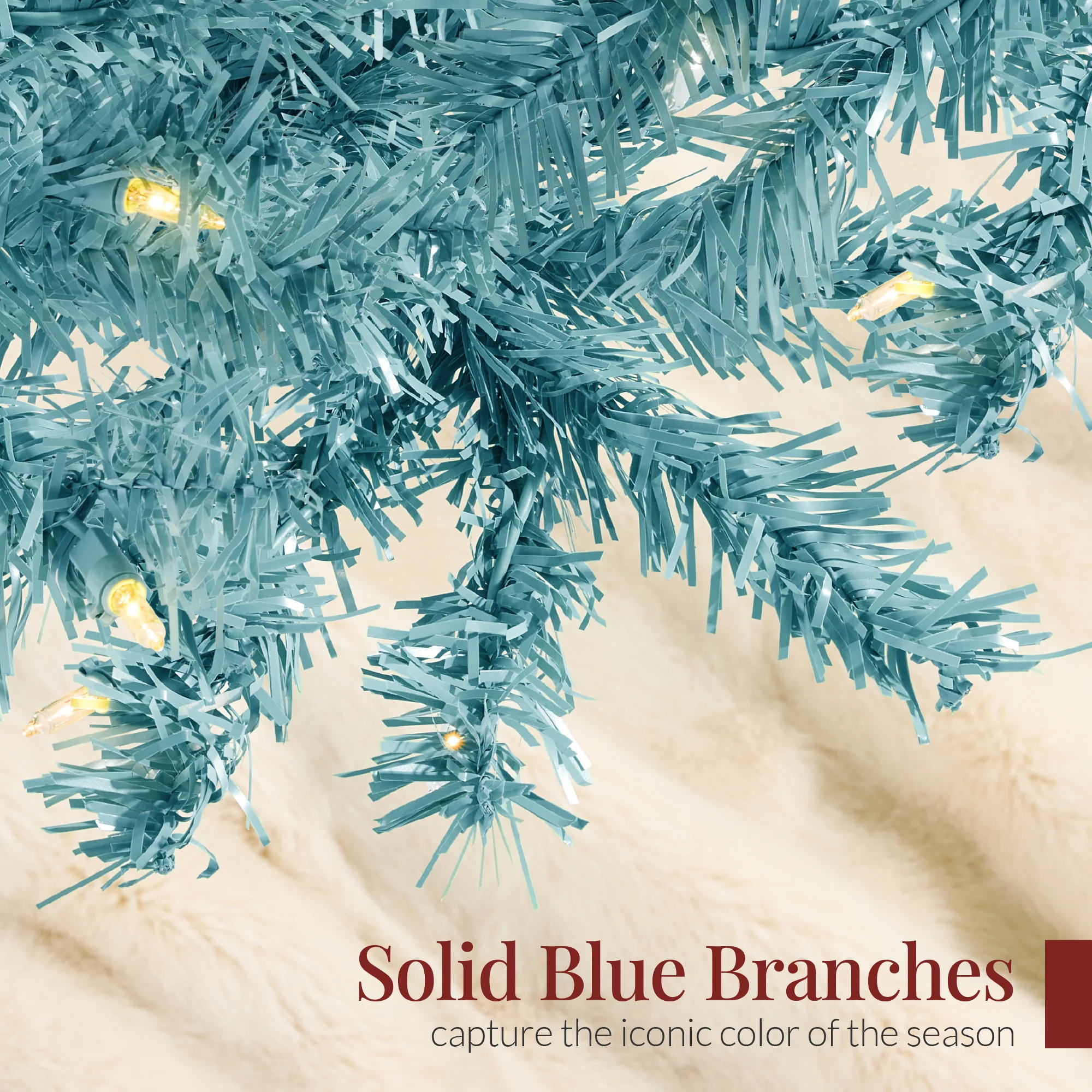 Pre-Lit Artificial Peacock Blue Christmas Tree w/ Incandescent Lights - Image 6