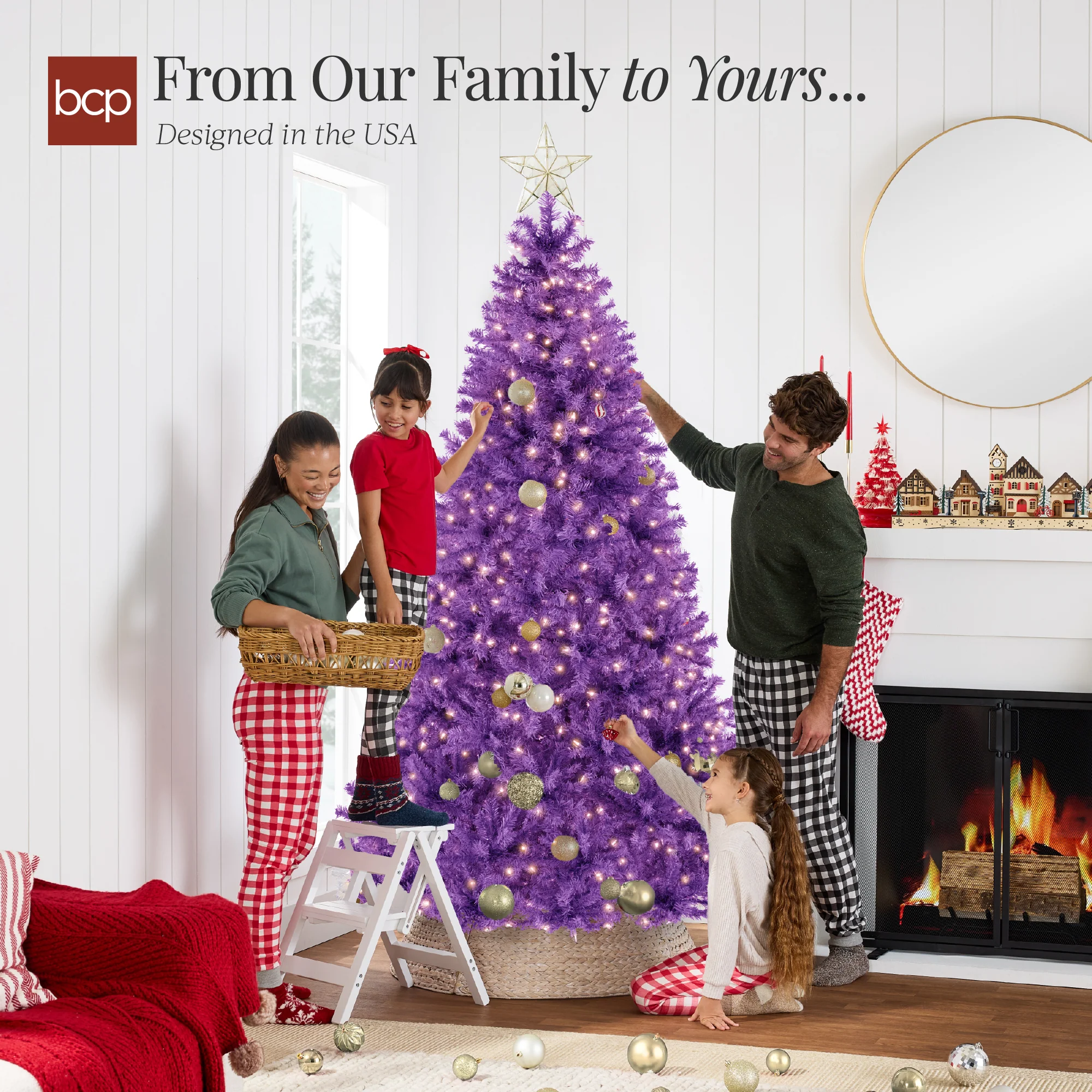 Pre-Lit Artificial Purple Christmas Tree w/ Incandescent Lights - Image 31