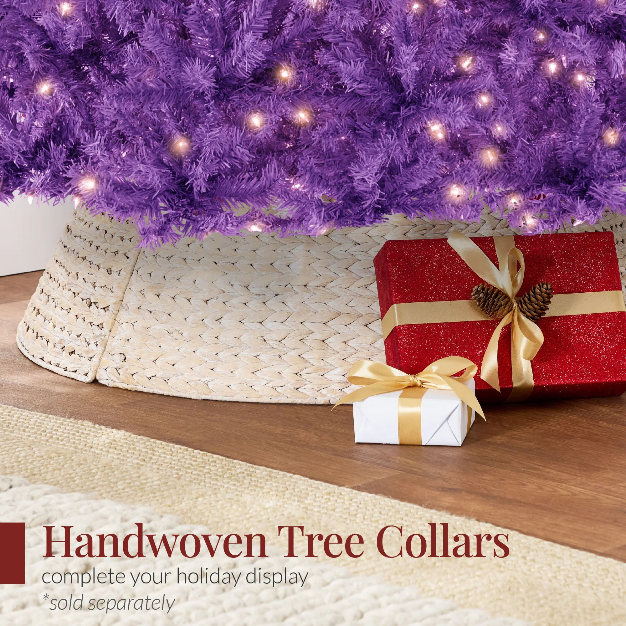 Pre-Lit Artificial Purple Christmas Tree w/ Incandescent Lights - Image 9