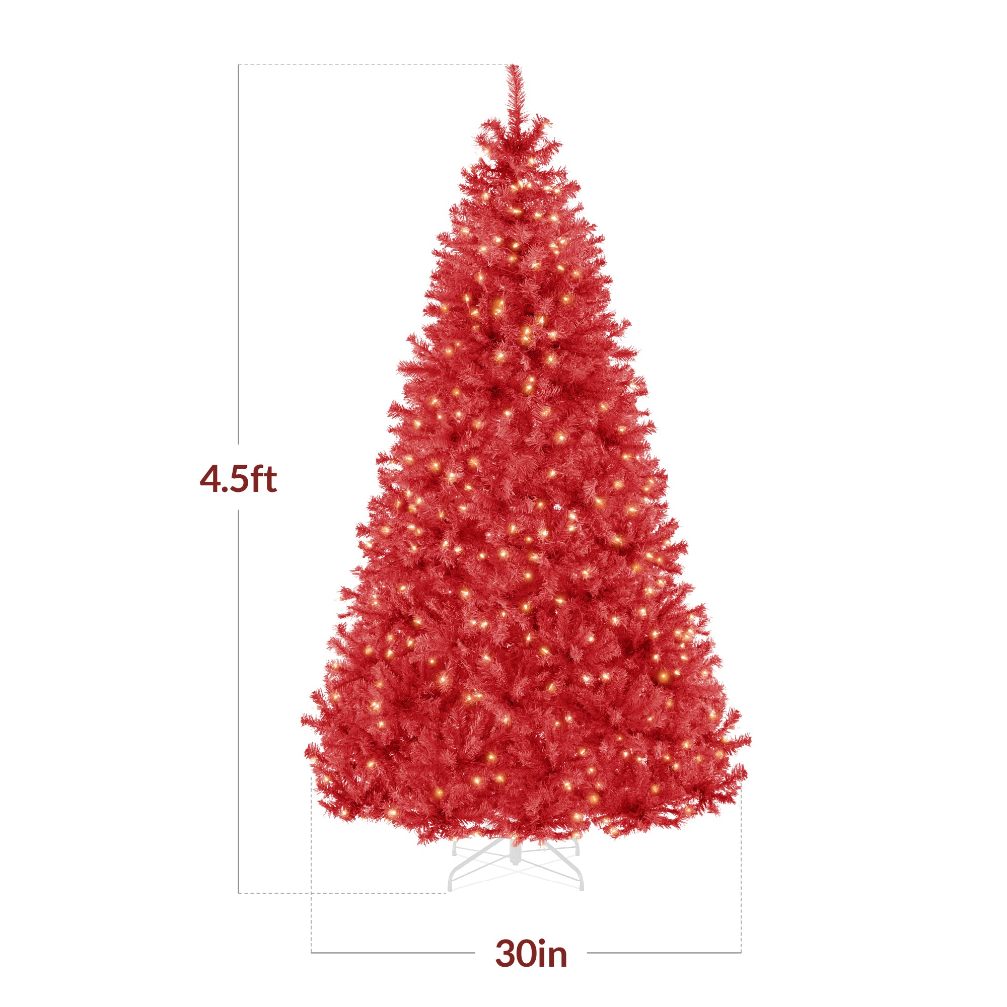 Pre-Lit Artificial Red Christmas Tree w/ Incandescent Lights - Image 20