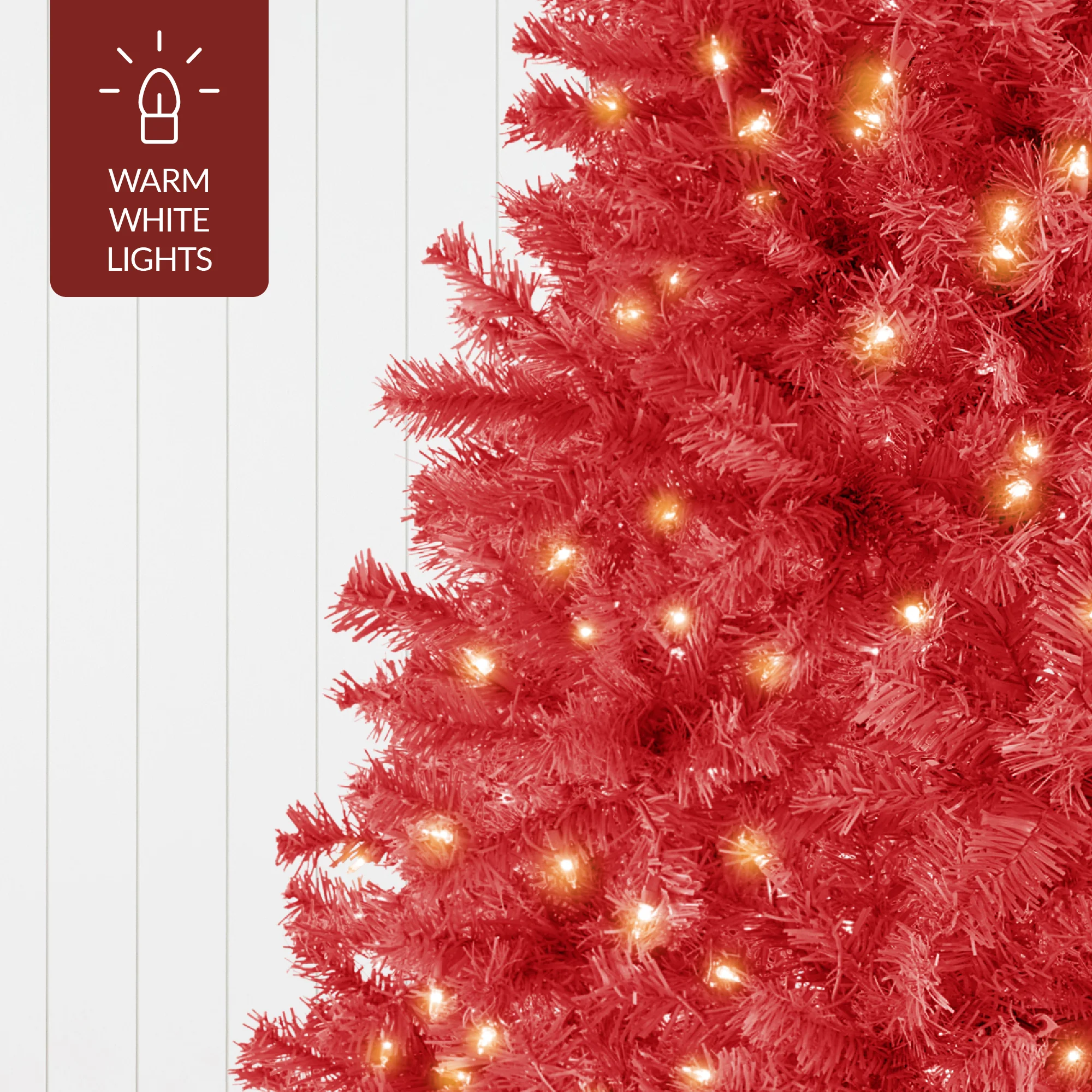 Pre-Lit Artificial Red Christmas Tree w/ Incandescent Lights - Image 26