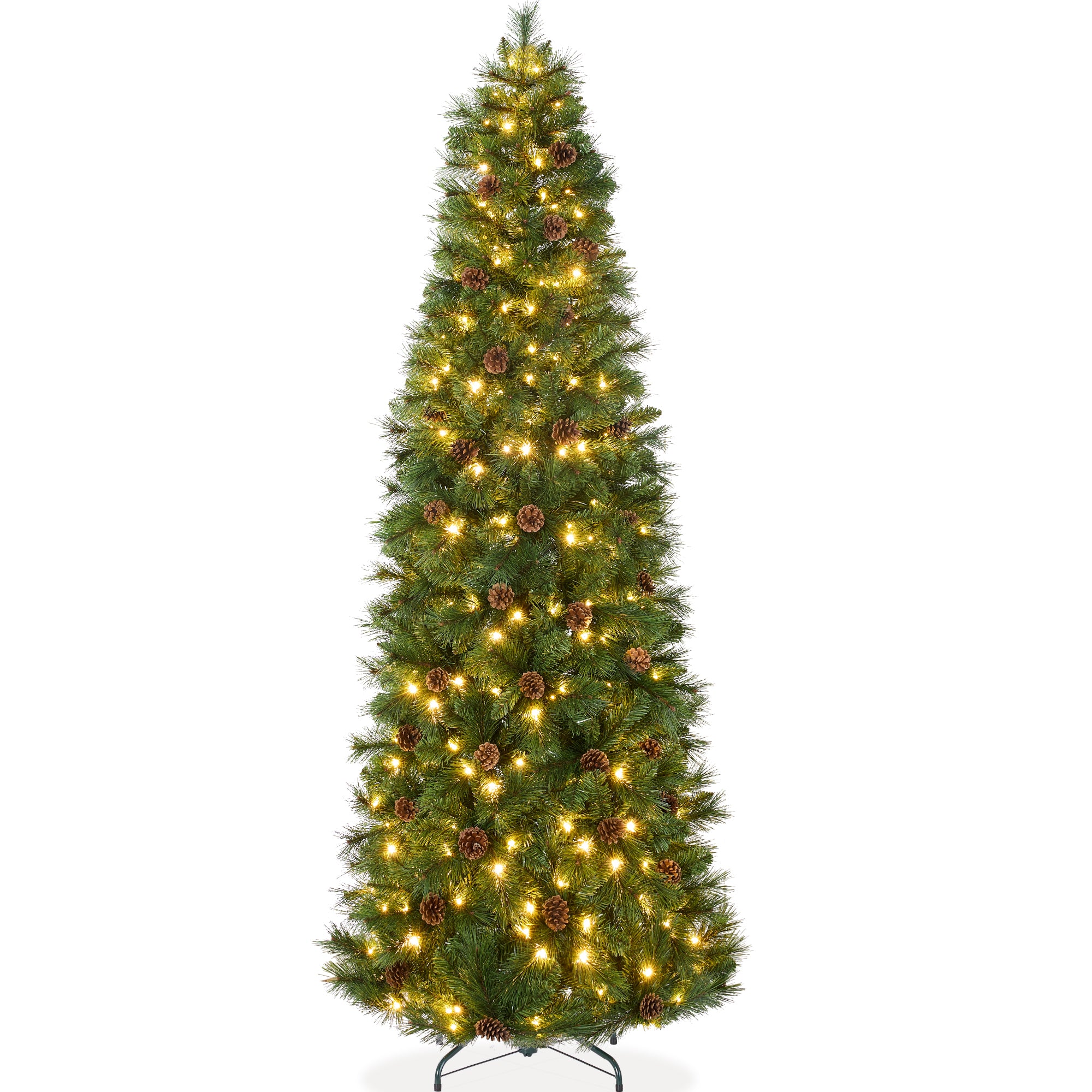 Pre-Lit Artificial Scotch Pine Pencil Christmas Tree w/ Metal Stand - Image 28