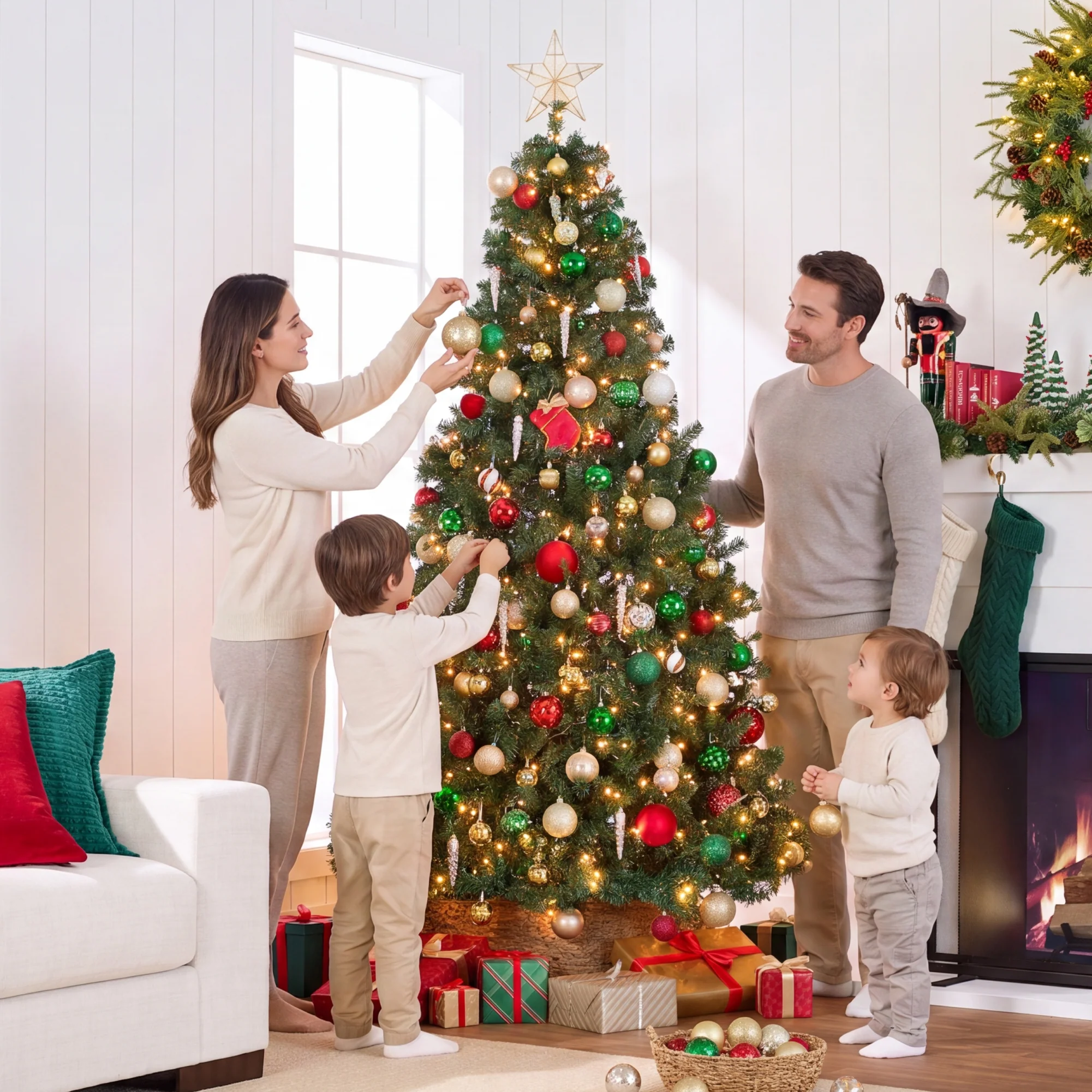Pre-Lit Artificial Green Spruce Christmas Tree, w/Easy Assembly - Image 39