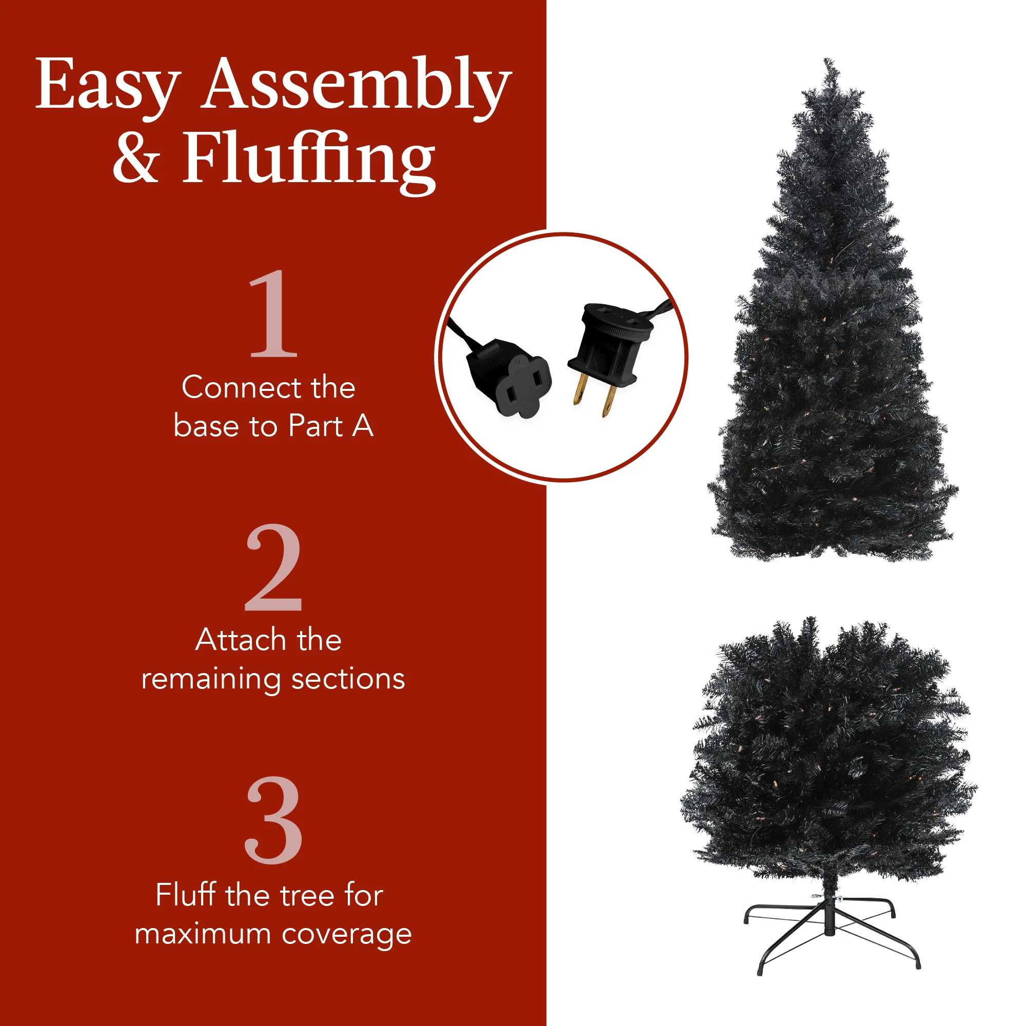 Pre-Lit Black Artificial Pencil Holiday Tree - Image 11