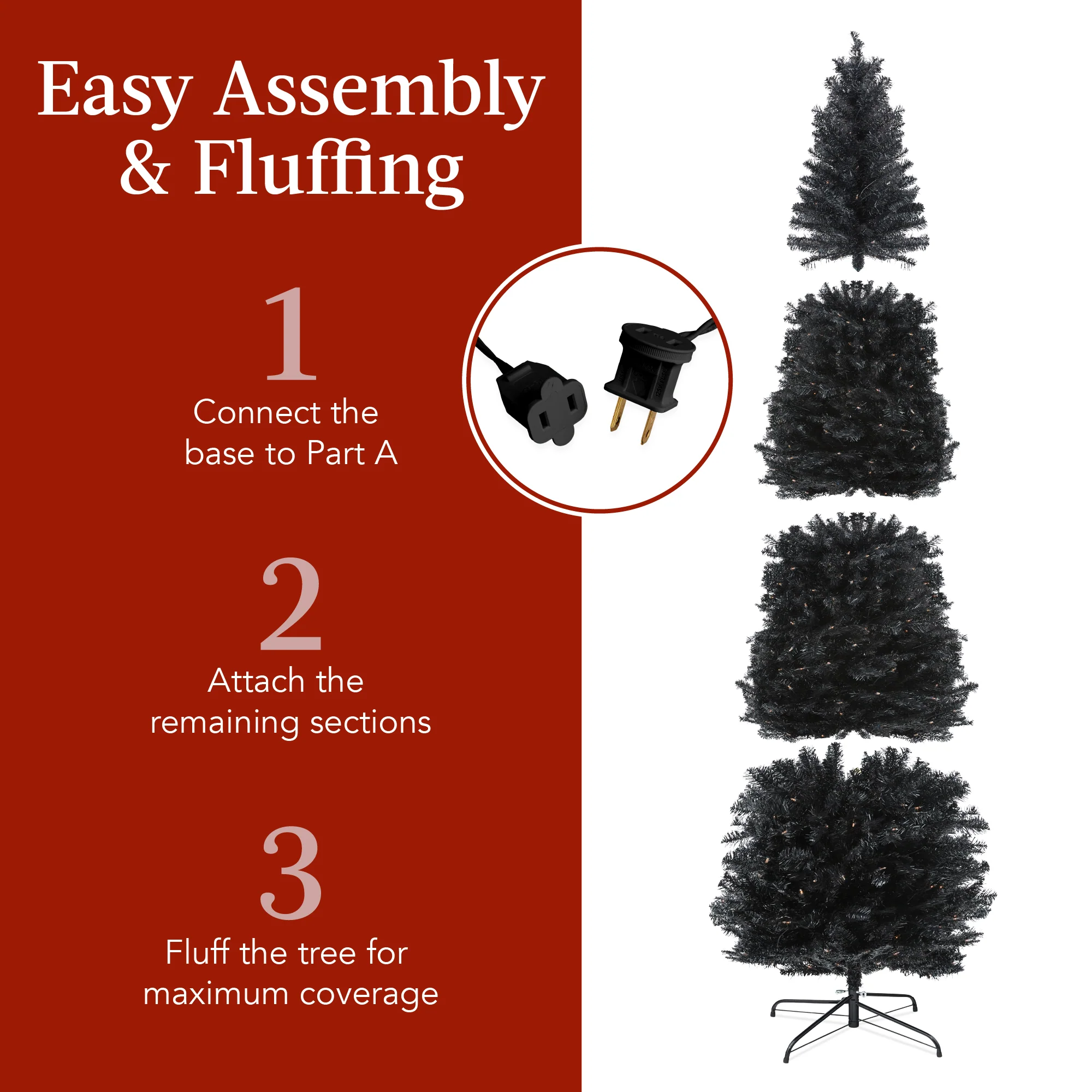 Pre-Lit Black Artificial Pencil Holiday Tree - Image 18