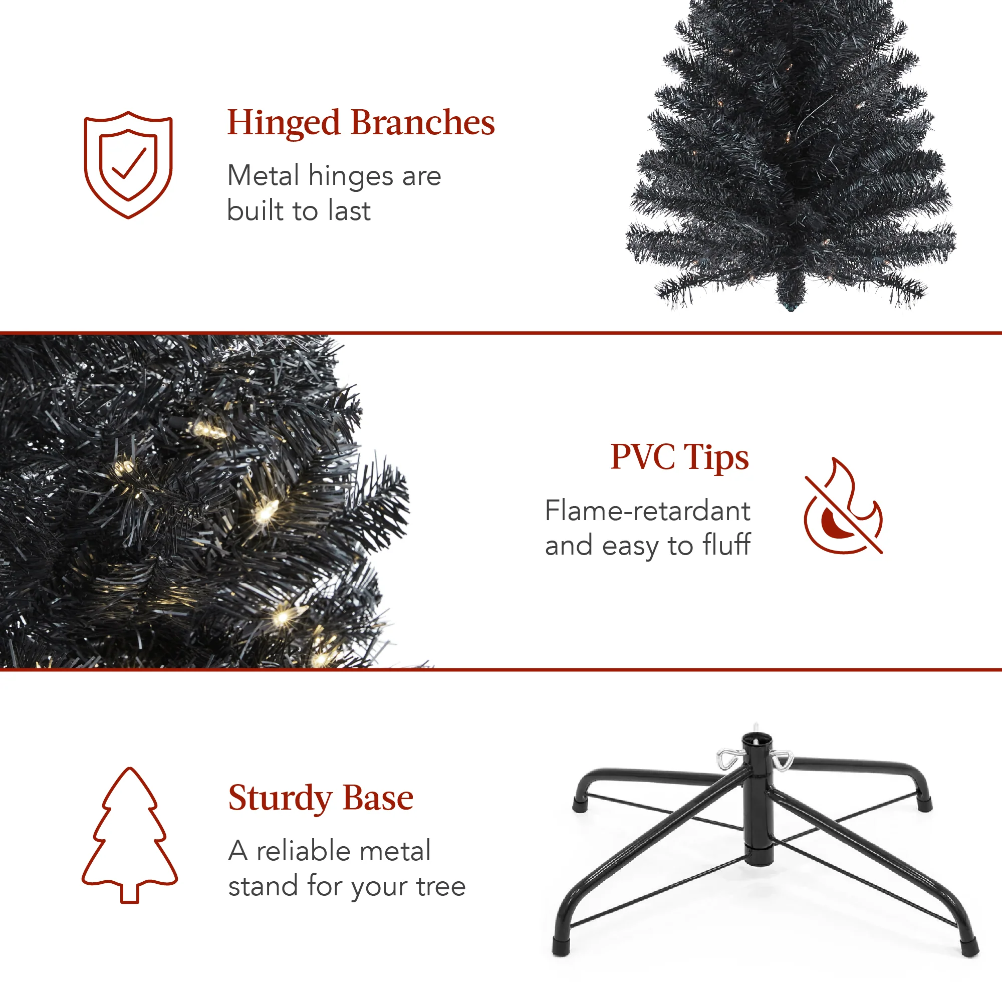 Pre-Lit Black Artificial Pencil Holiday Tree - Image 20