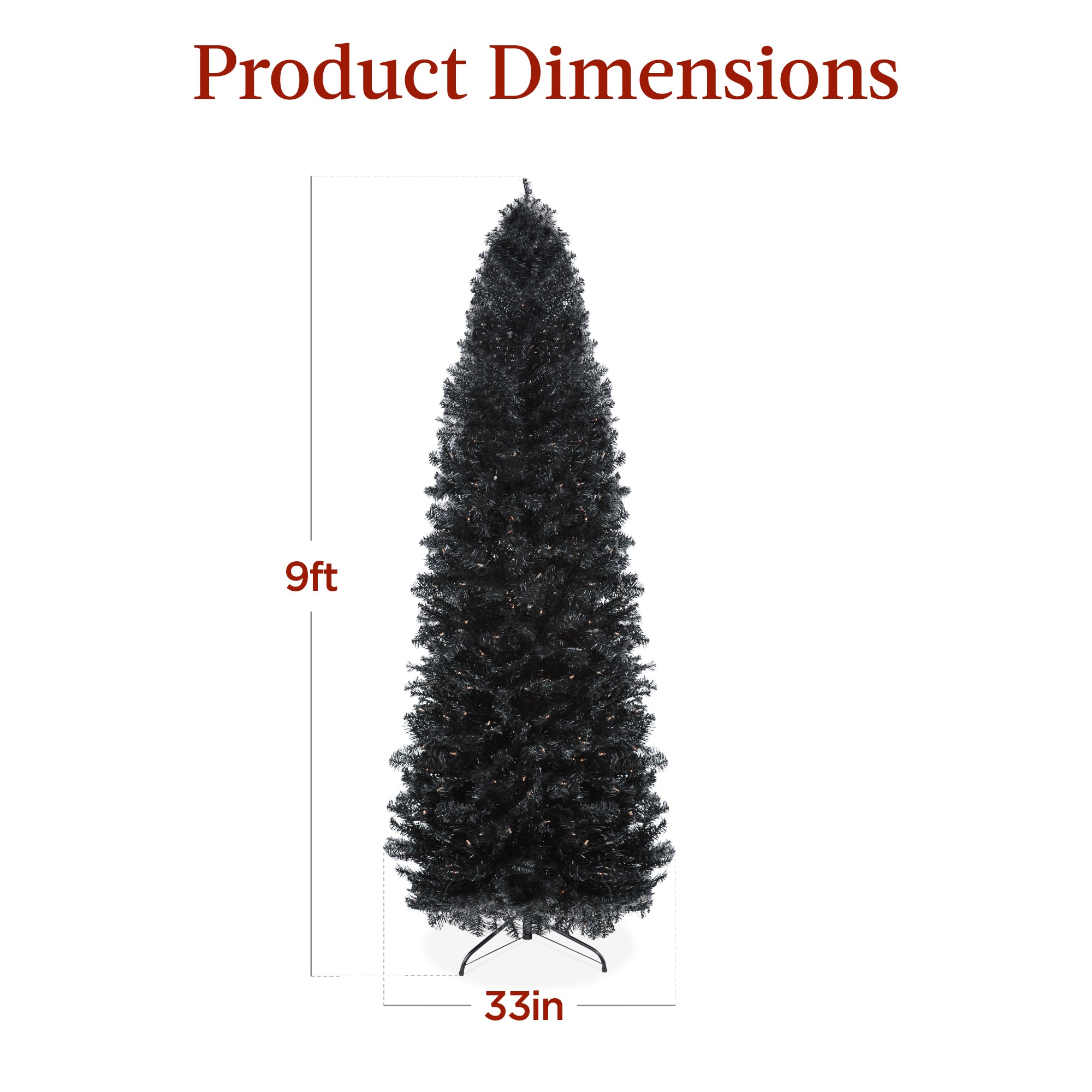 Pre-Lit Black Artificial Pencil Holiday Tree - Image 21