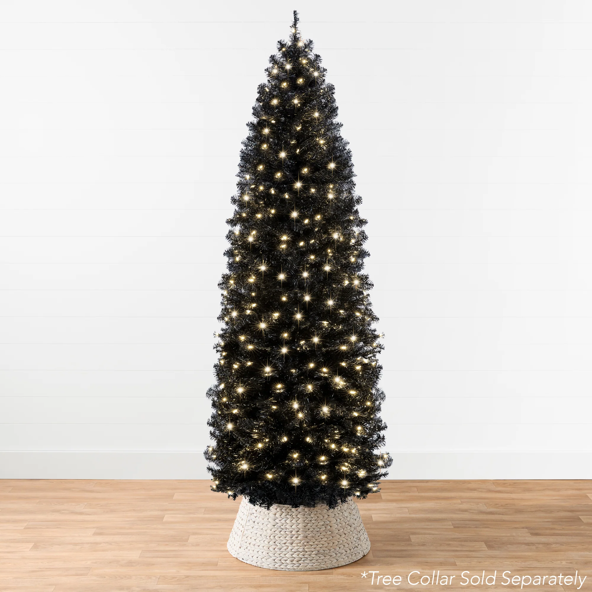 Pre-Lit Black Artificial Pencil Holiday Tree - Image 23