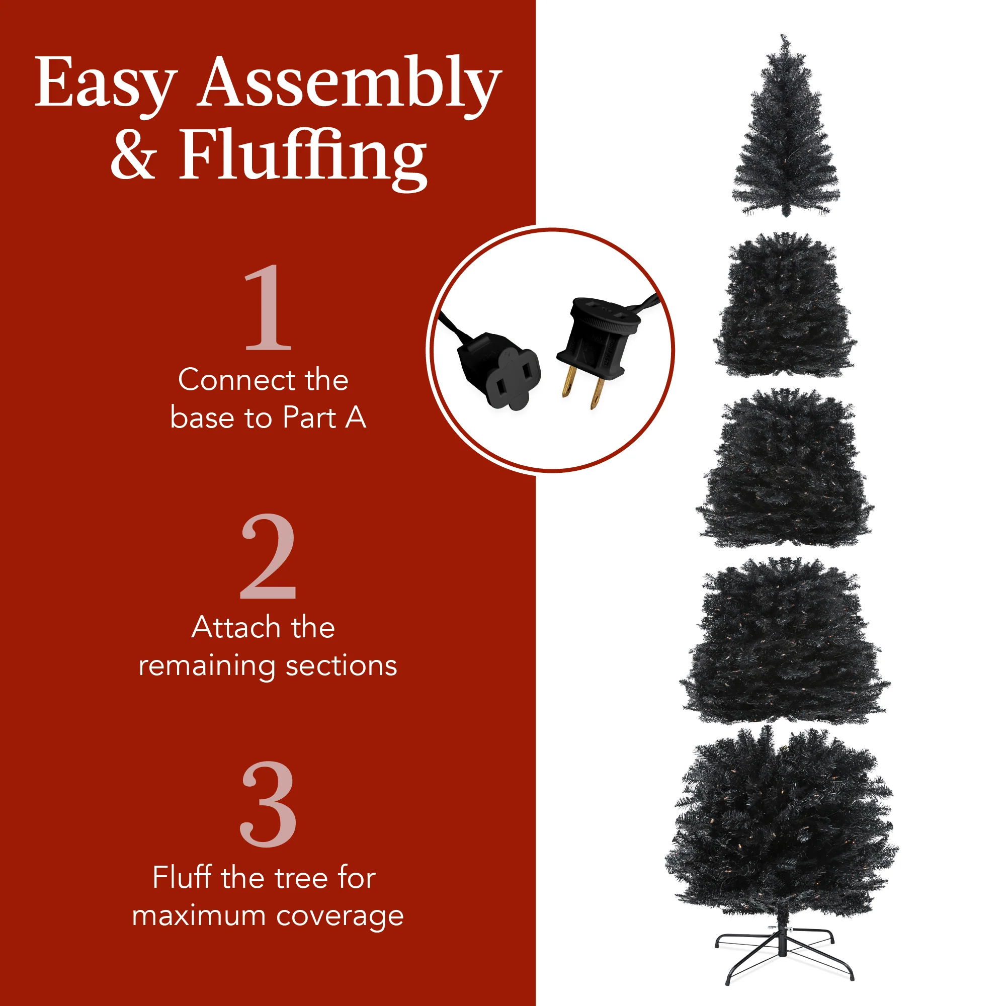 Pre-Lit Black Artificial Pencil Holiday Tree - Image 4