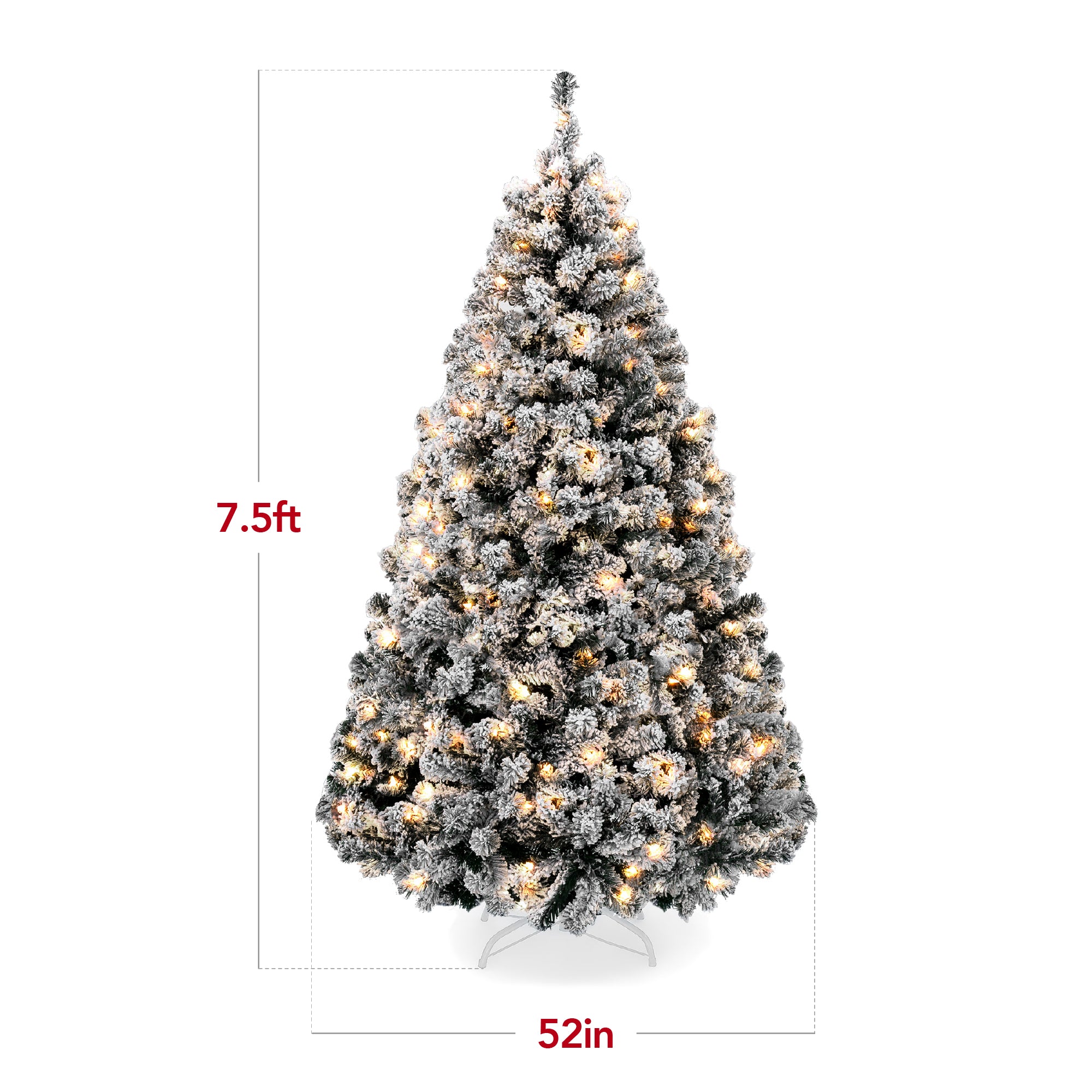 Pre-Lit Black Flocked Artificial Pine Christmas Tree w/ White Lights - Image 10