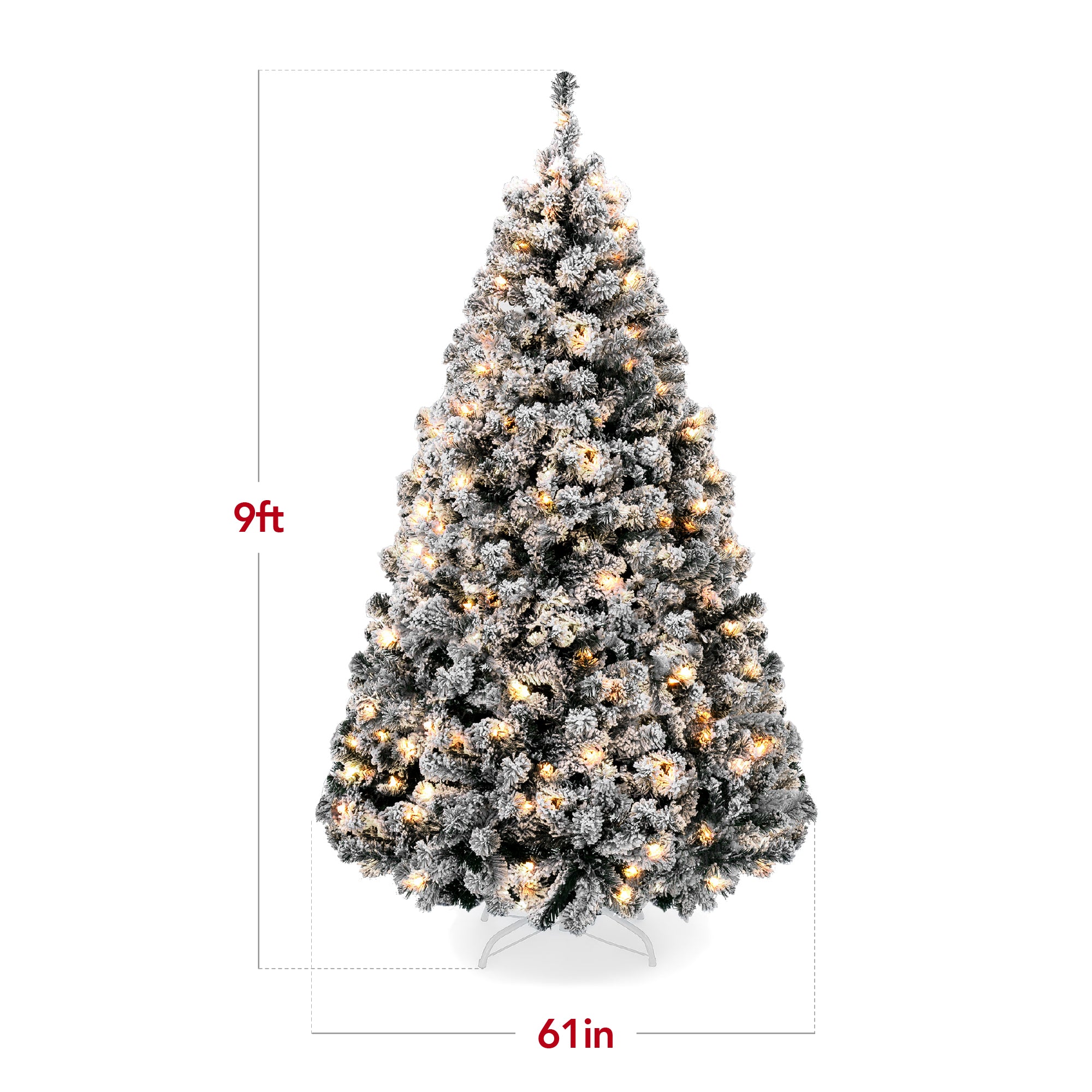 Pre-Lit Black Flocked Artificial Pine Christmas Tree w/ White Lights - Image 2