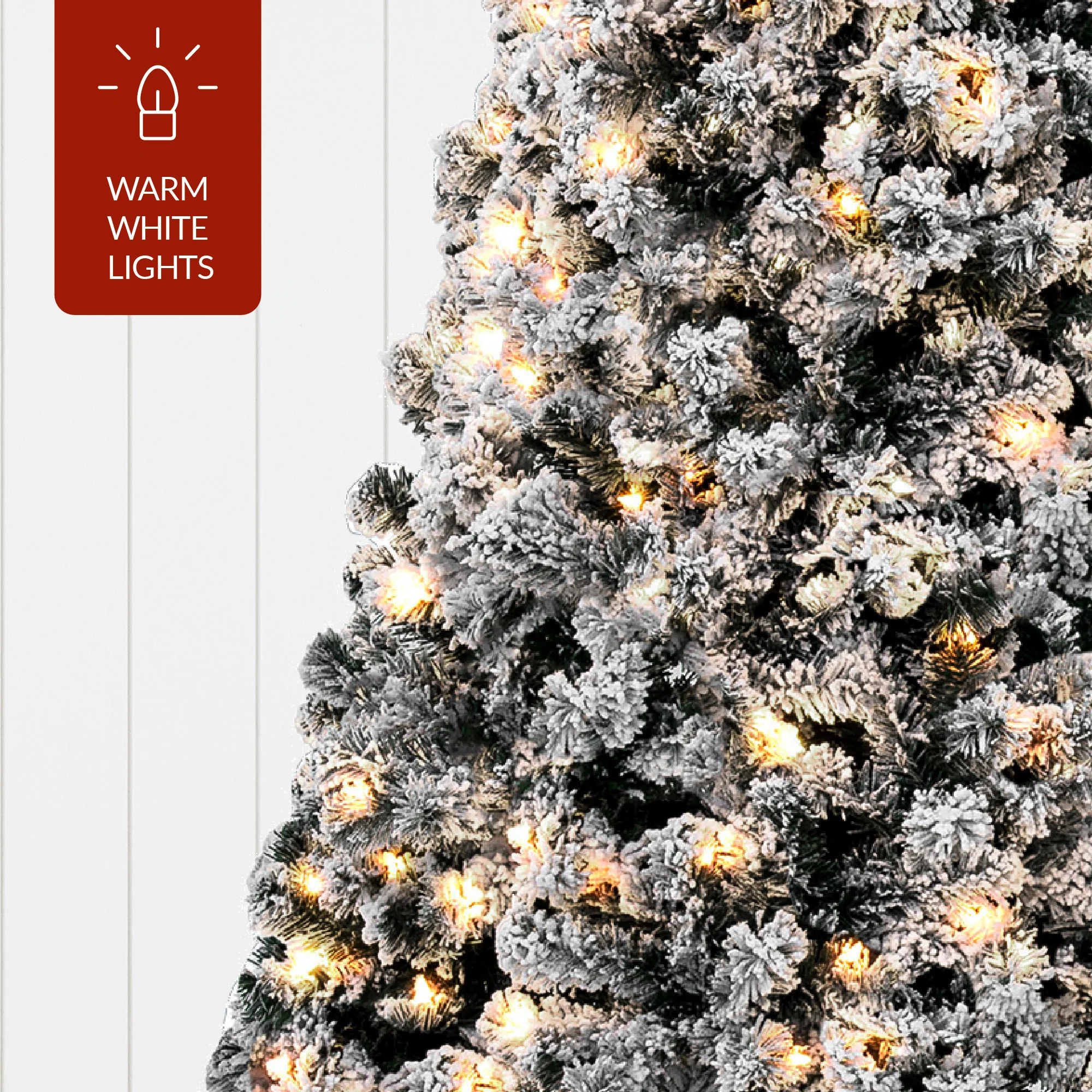 Pre-Lit Black Flocked Artificial Pine Christmas Tree w/ White Lights - Image 7
