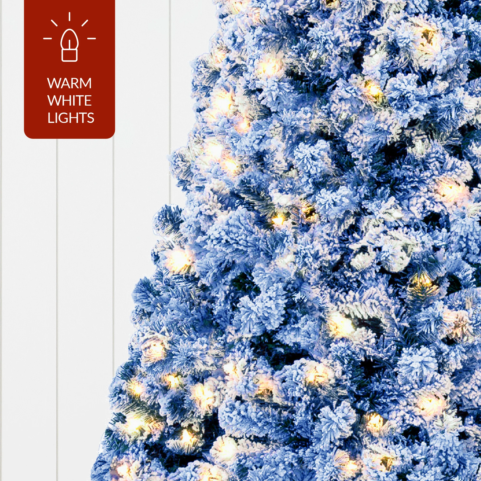 Pre-Lit Blue Flocked Artificial Pine Christmas Tree w/ White Lights - Image 31