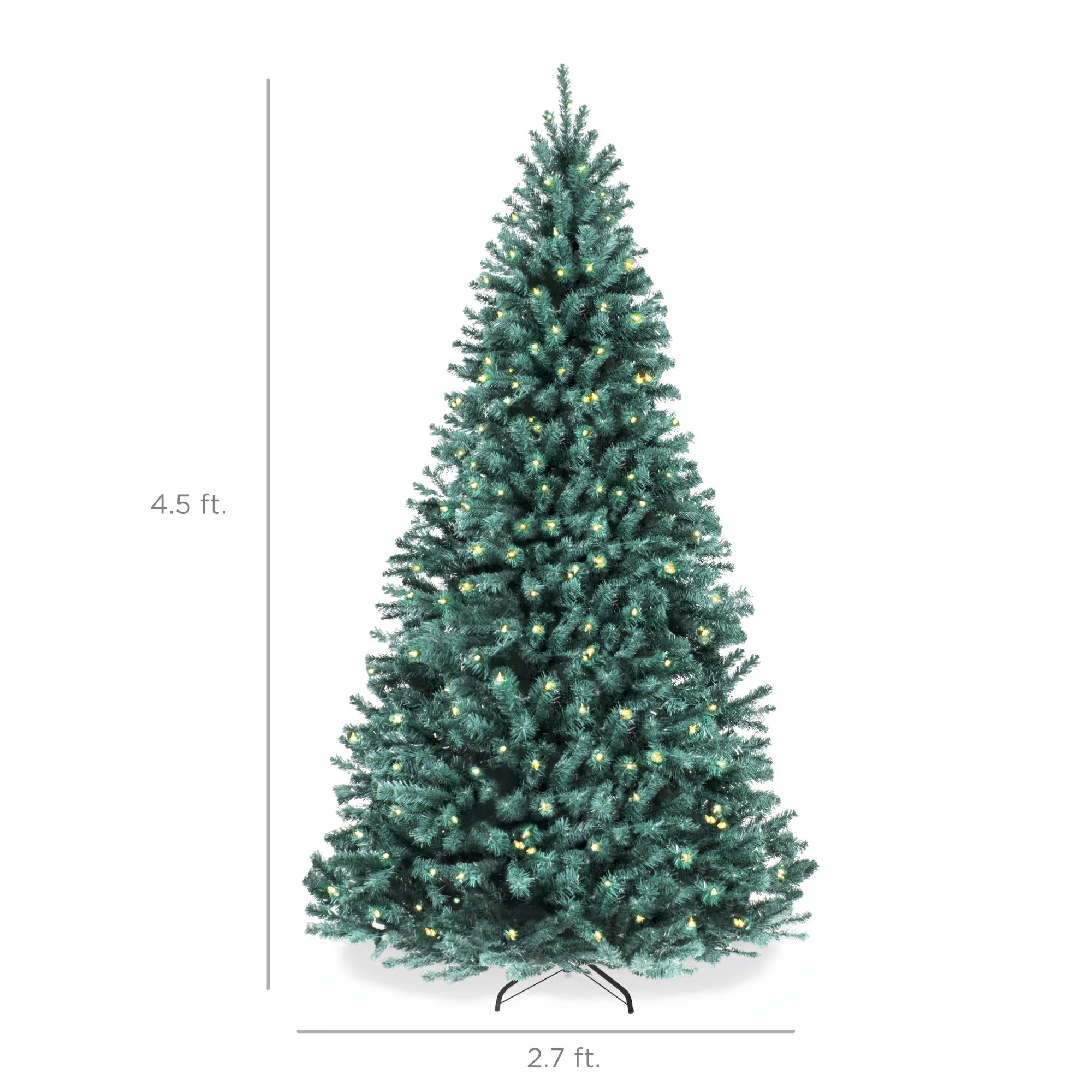 Pre-Lit Blue Spruce Christmas Tree w/ Foldable Base, Incandescent Lights - Image 16