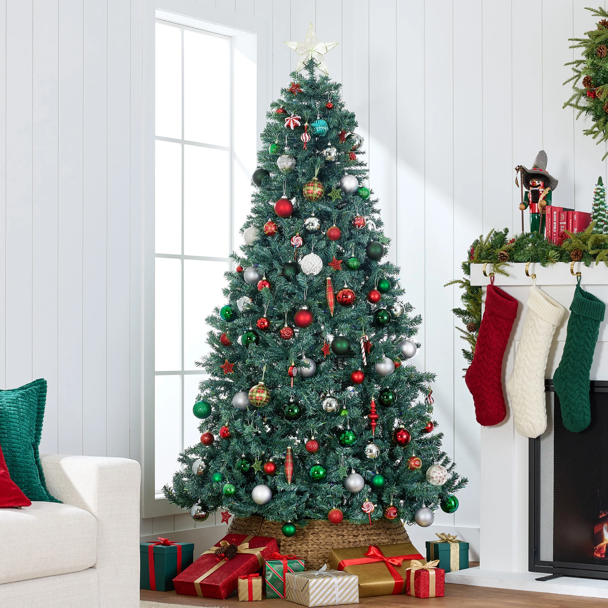 Pre-Lit Blue Spruce Christmas Tree w/ Foldable Base, Incandescent Lights - Image 3