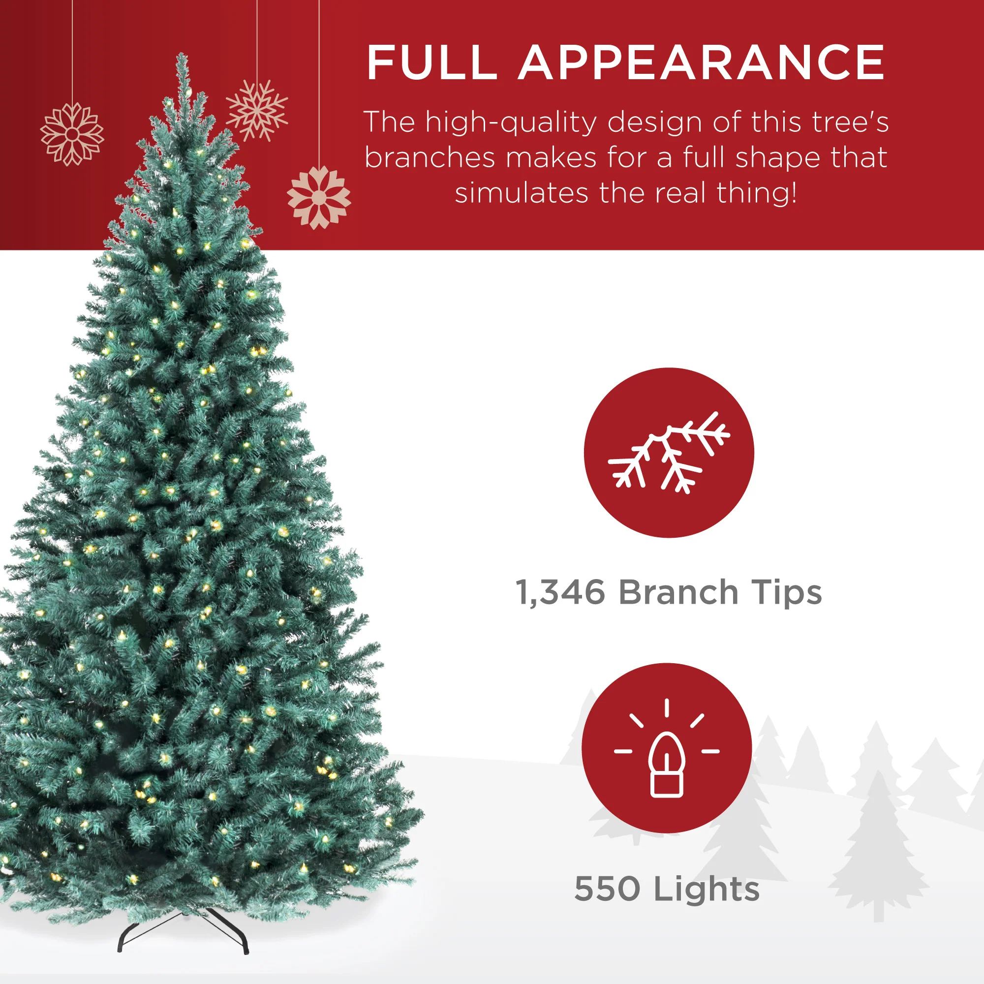 Pre-Lit Blue Spruce Christmas Tree w/ Foldable Base, Incandescent Lights - Image 4