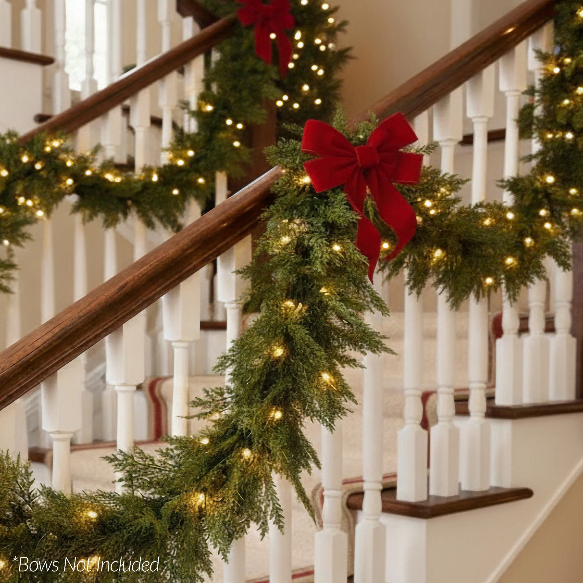 Pre-Lit Cedar Cypress Christmas Realistic Garland w/ Twinkling LEDs - Image 16