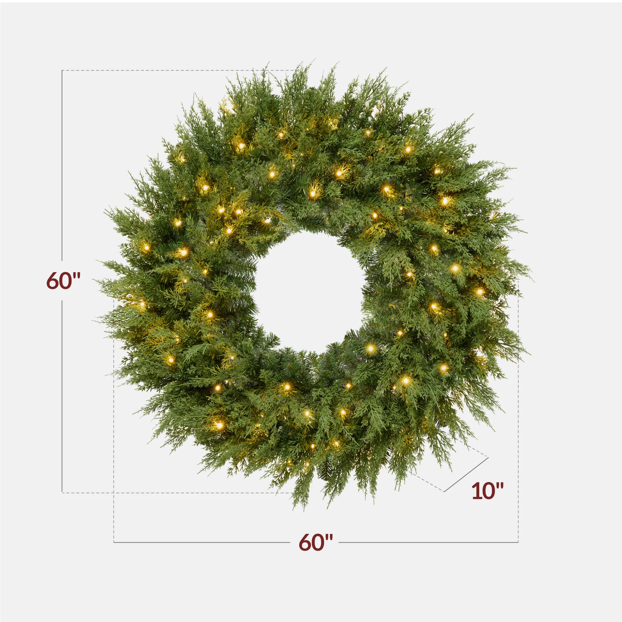 Pre-Lit Cedar Cypress Christmas Realistic Wreath w/ Twinkling LEDs - Image 18