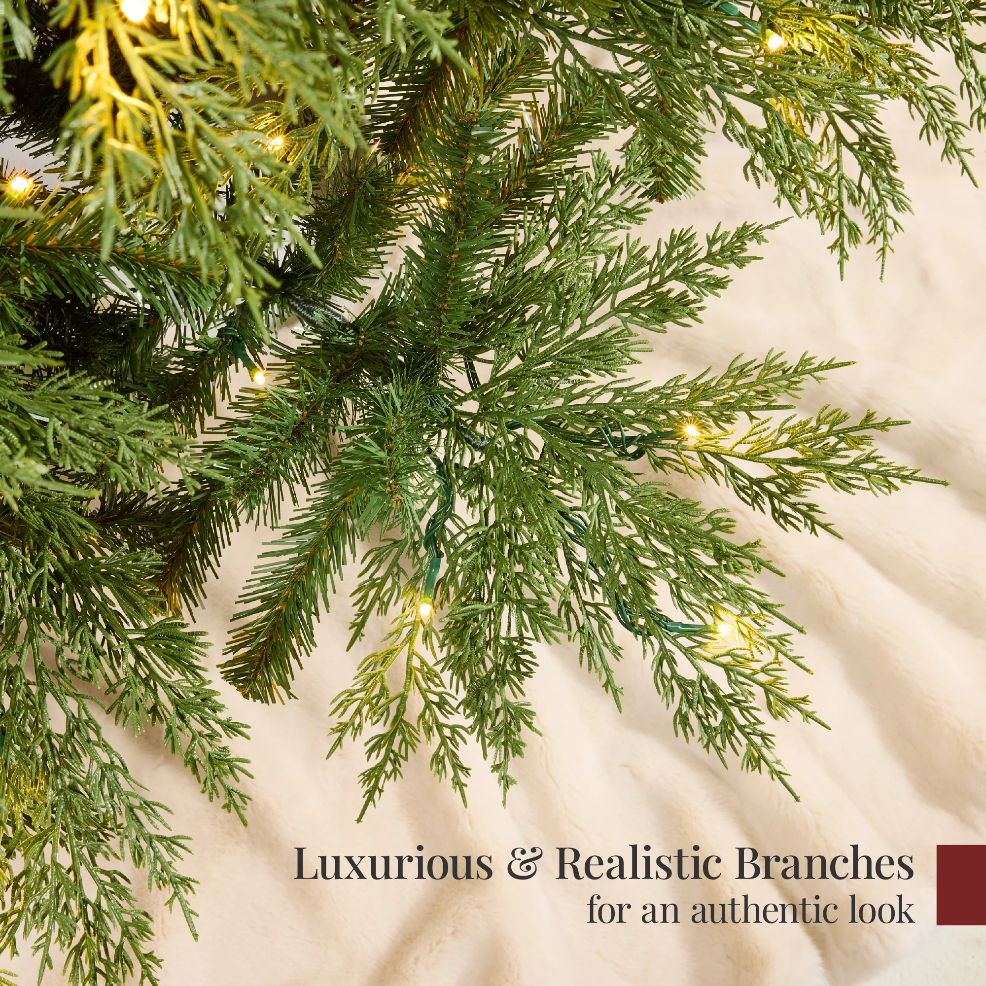Pre-Lit Cedar Cypress Christmas Tree w/ Twinkling Lights - Image 3