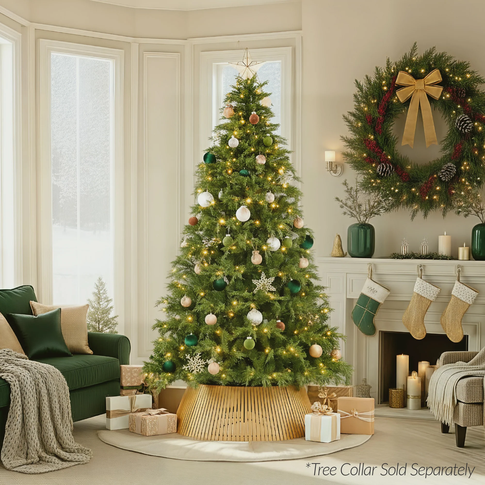Pre-Lit Cedar Cypress Christmas Tree w/ Twinkling Lights - Image 6