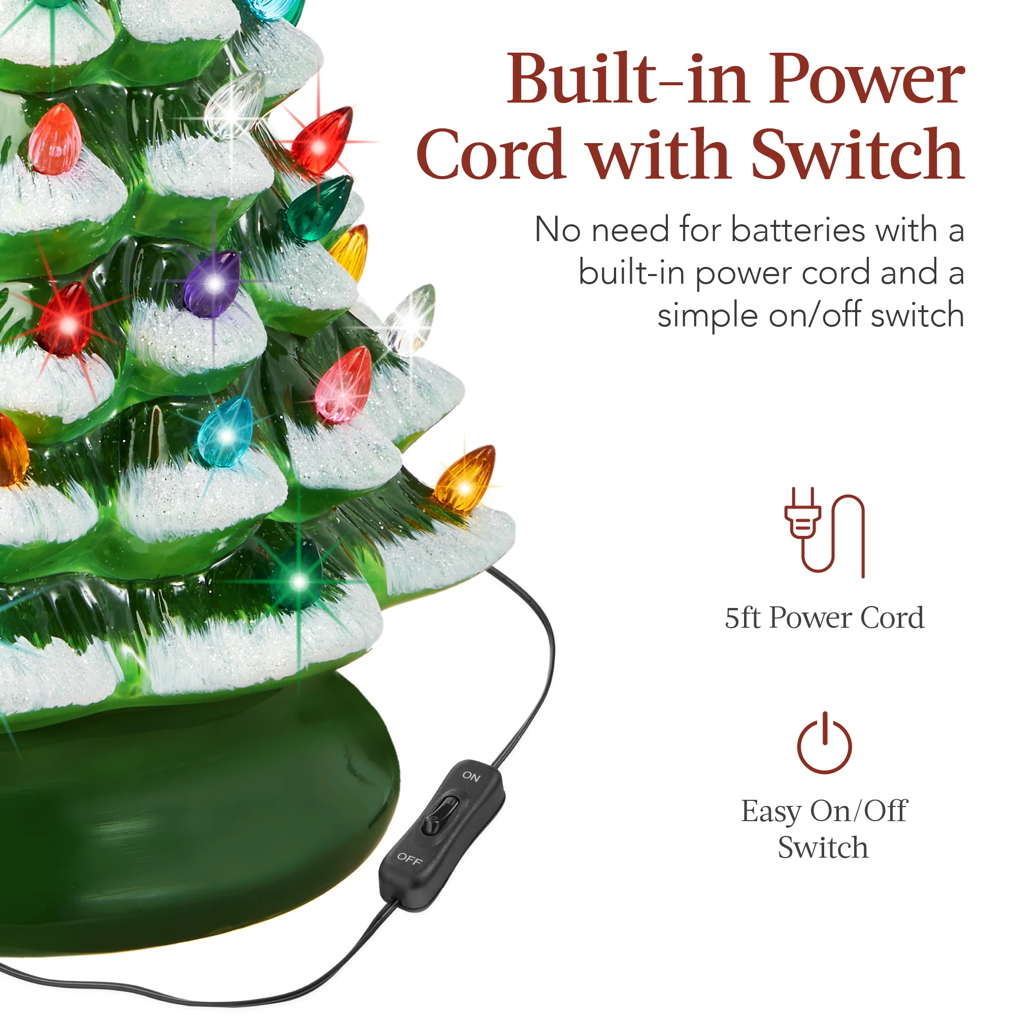 Pre-Lit Ceramic Tabletop Christmas Tree with Lights- 15in - Image 12
