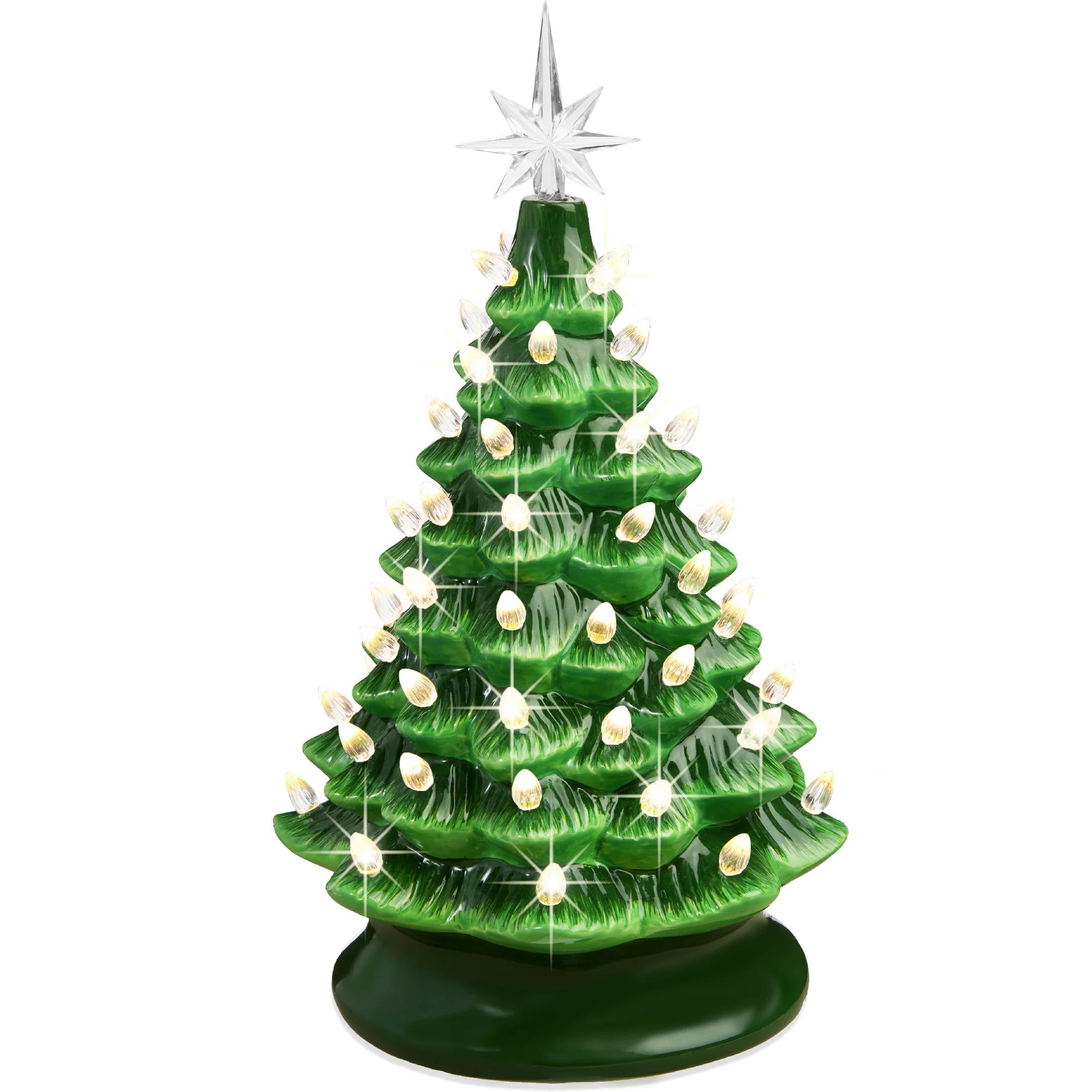 Pre-Lit Ceramic Tabletop Christmas Tree with Lights- 15in - Image 22