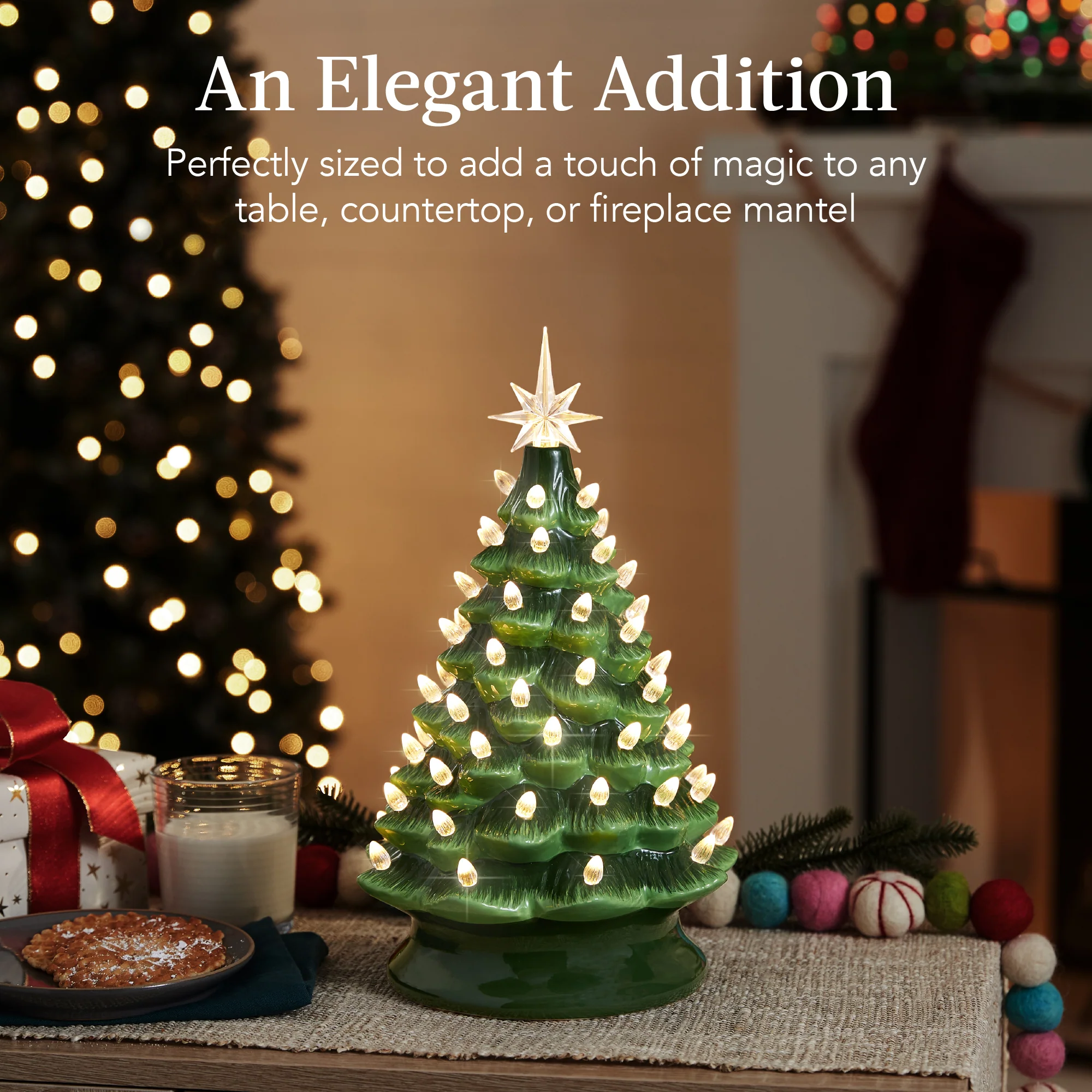 Pre-Lit Ceramic Tabletop Christmas Tree with Lights- 15in - Image 26
