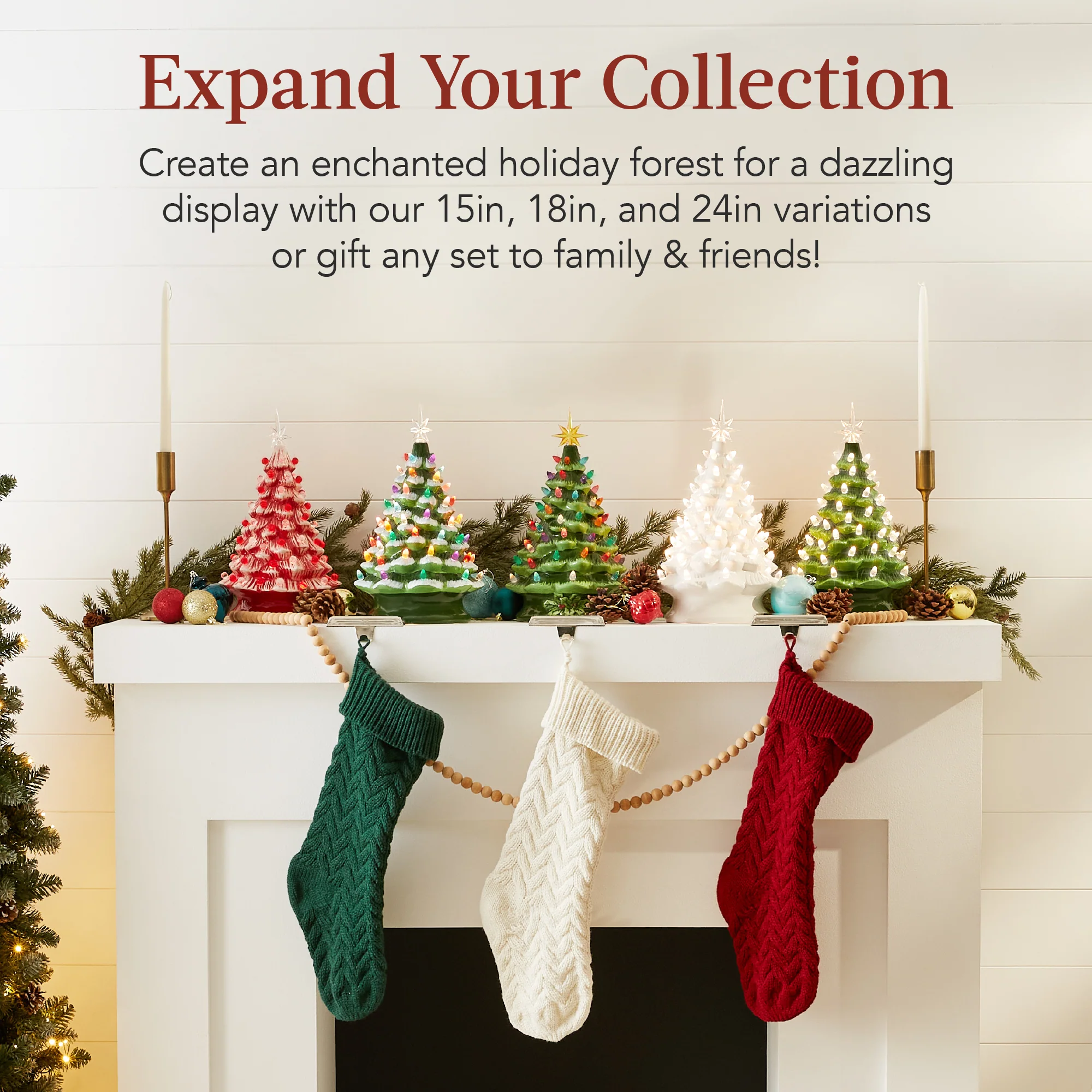 Pre-Lit Ceramic Tabletop Christmas Tree with Lights- 15in - Image 27