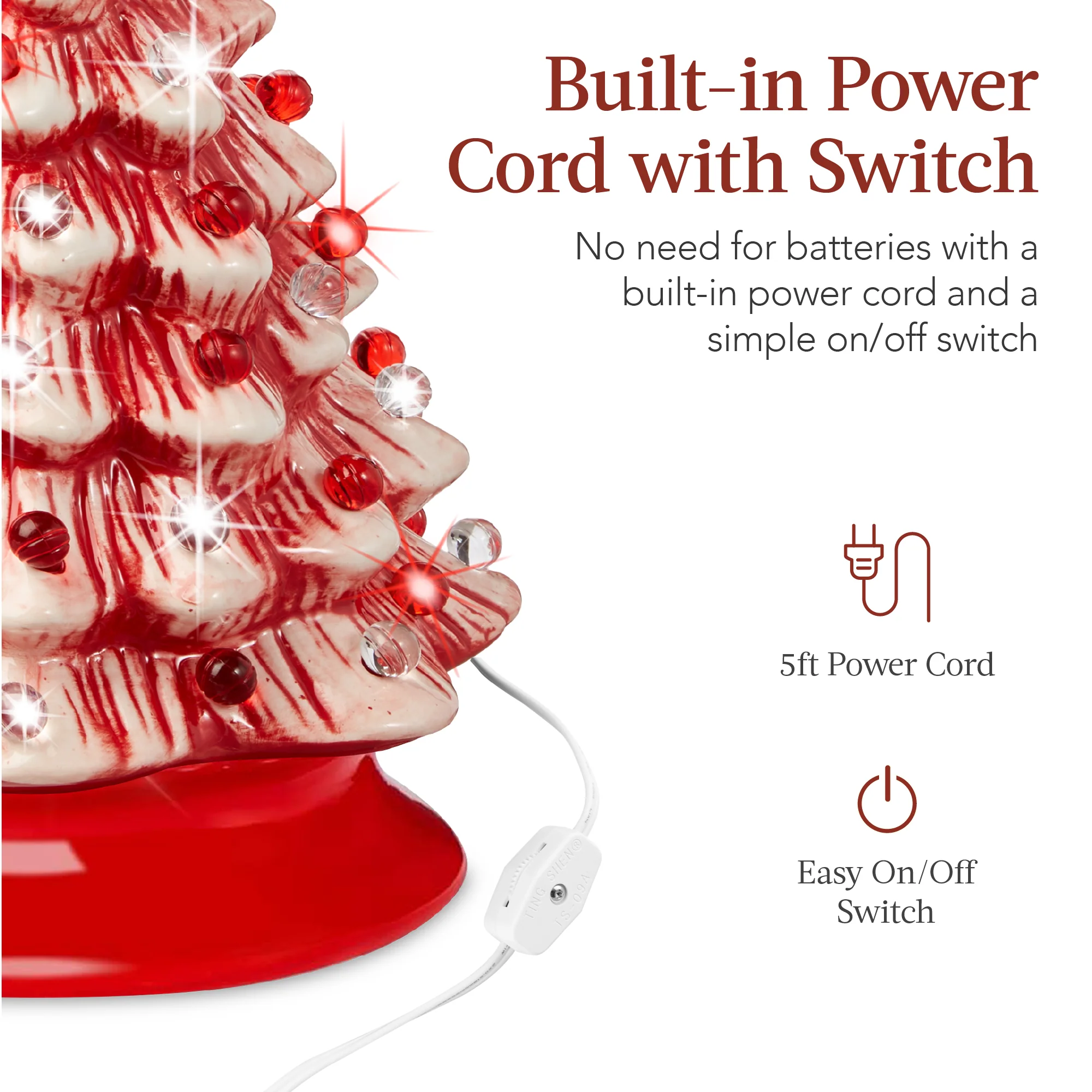 Pre-Lit Ceramic Tabletop Christmas Tree with Lights- 15in - Image 32