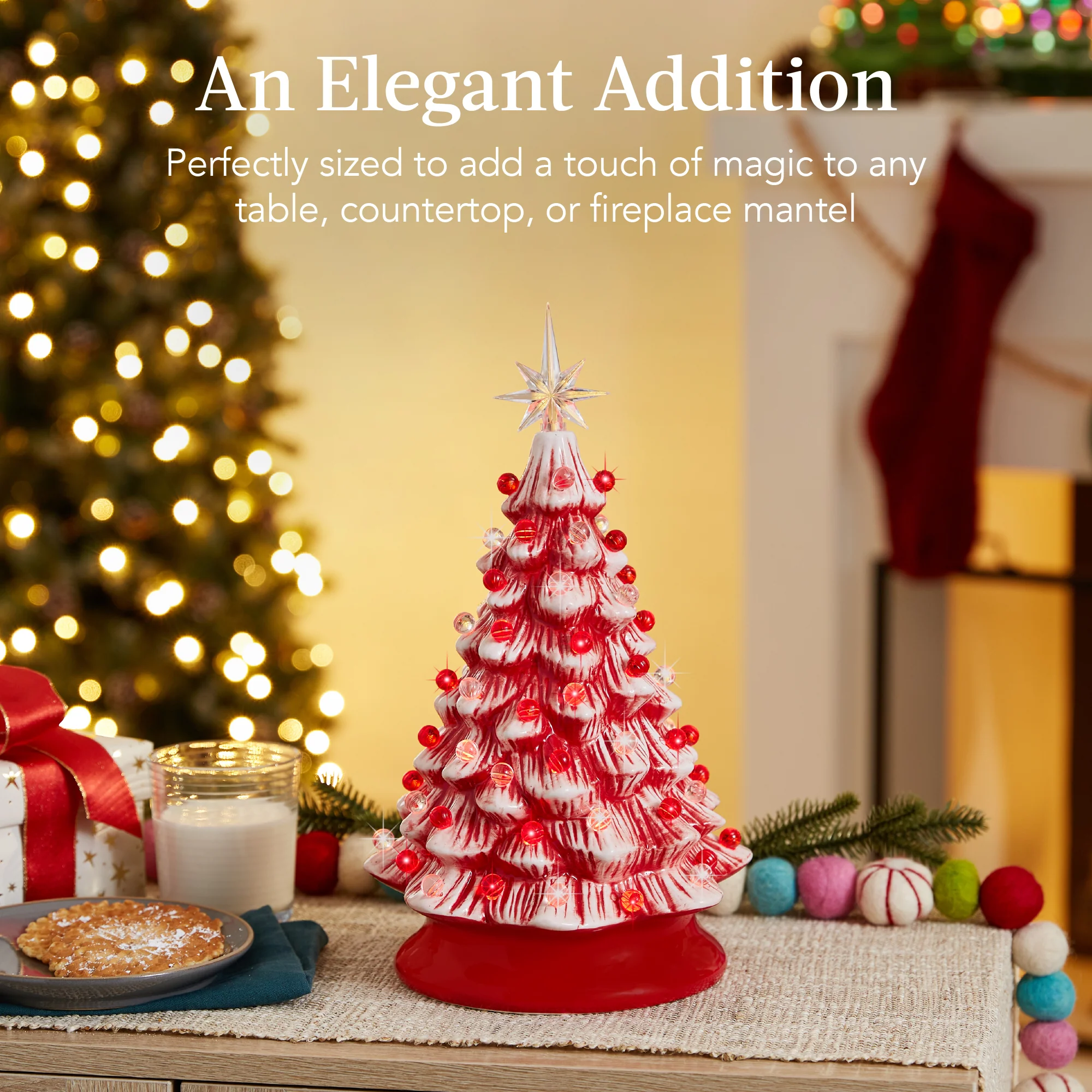 Pre-Lit Ceramic Tabletop Christmas Tree with Lights- 15in - Image 33