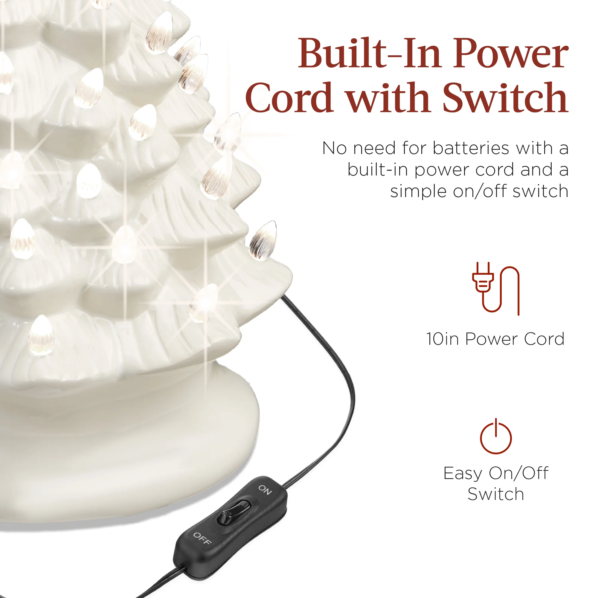 Pre-Lit Ceramic Tabletop Christmas Tree with Lights- 15in - Image 5