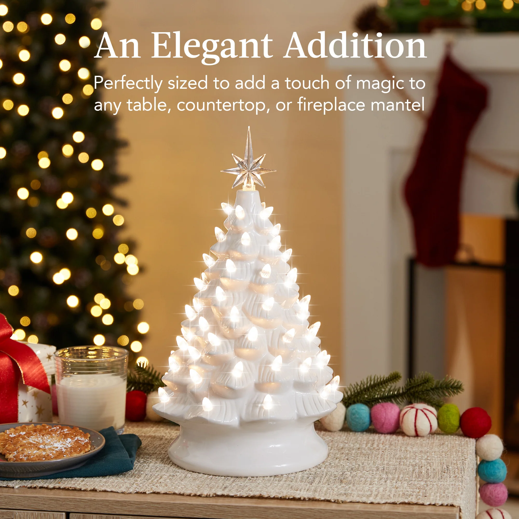 Pre-Lit Ceramic Tabletop Christmas Tree with Lights- 15in - Image 6