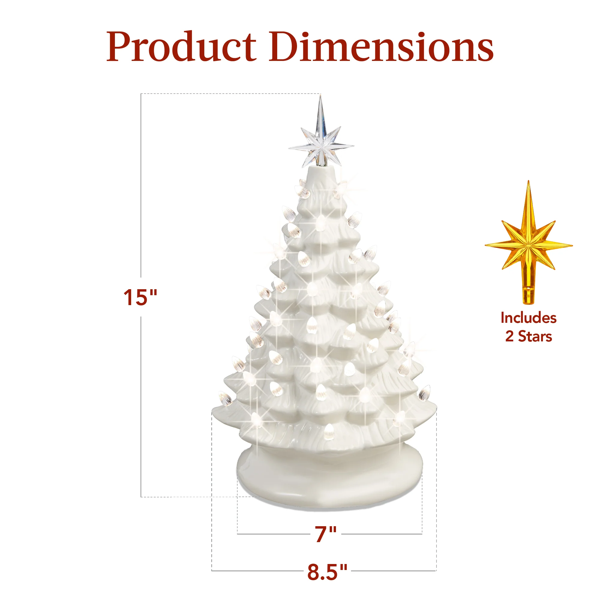 Pre-Lit Ceramic Tabletop Christmas Tree with Lights- 15in - Image 8
