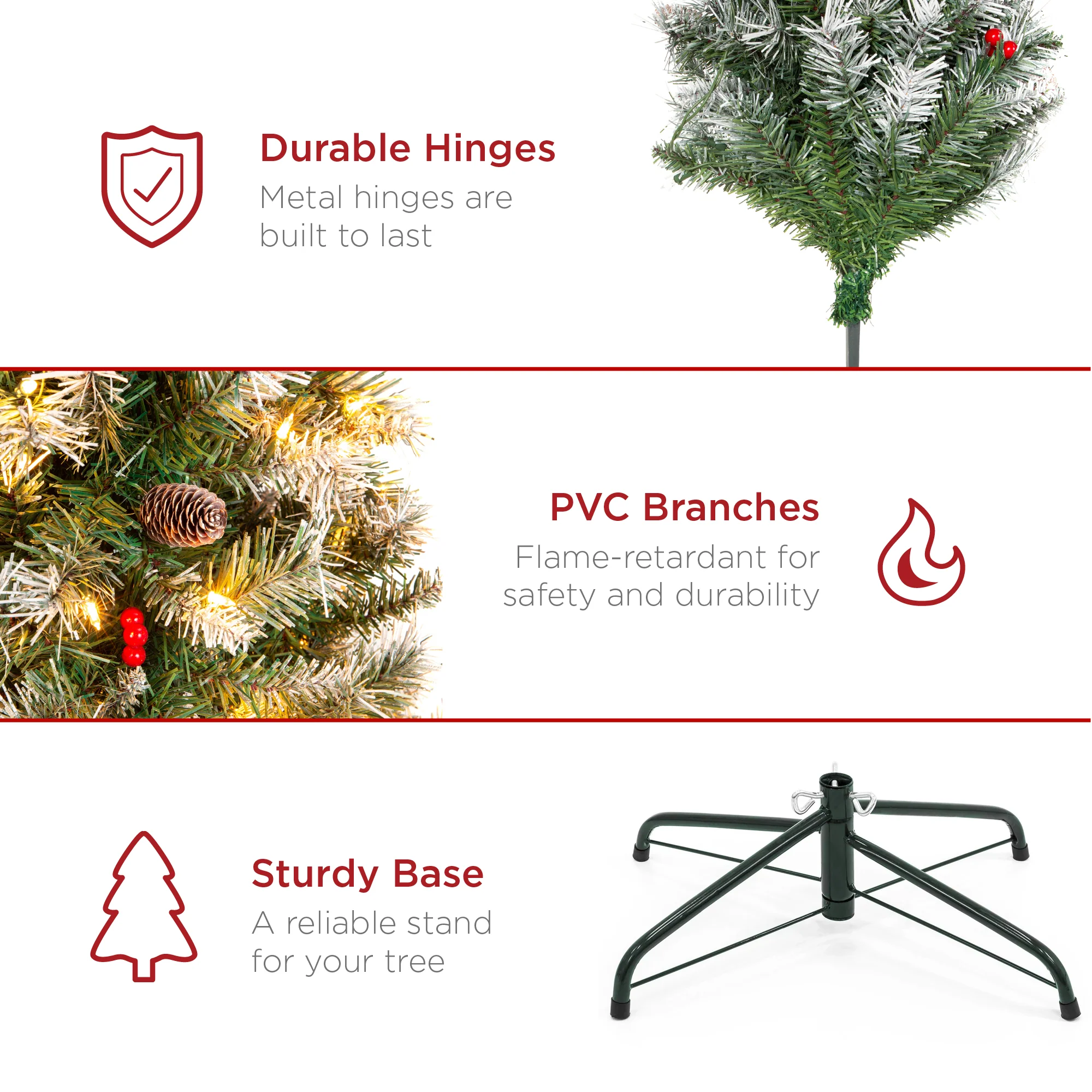 Pre-Lit Christmas Pine Tree w/ Pine Cones, Flocked Branch Tips, Berries - Image 27