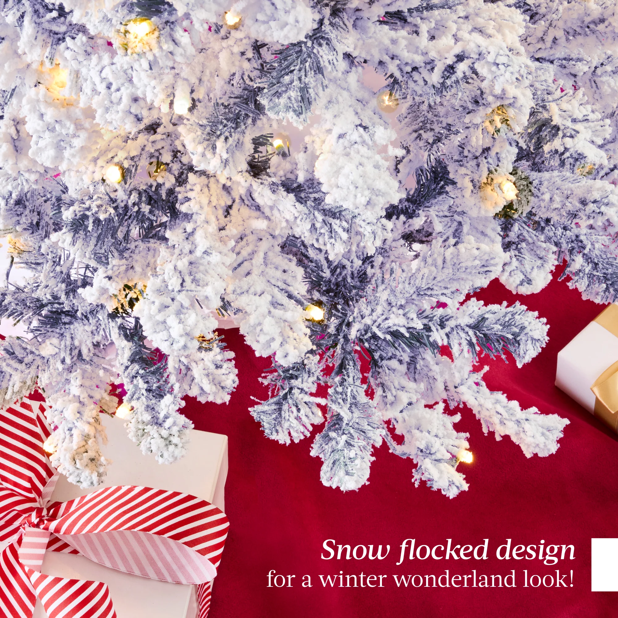 Pre-lit Christmas Tree, Snow Flocked Holiday Decor w/Twinkle Lights - Image 22