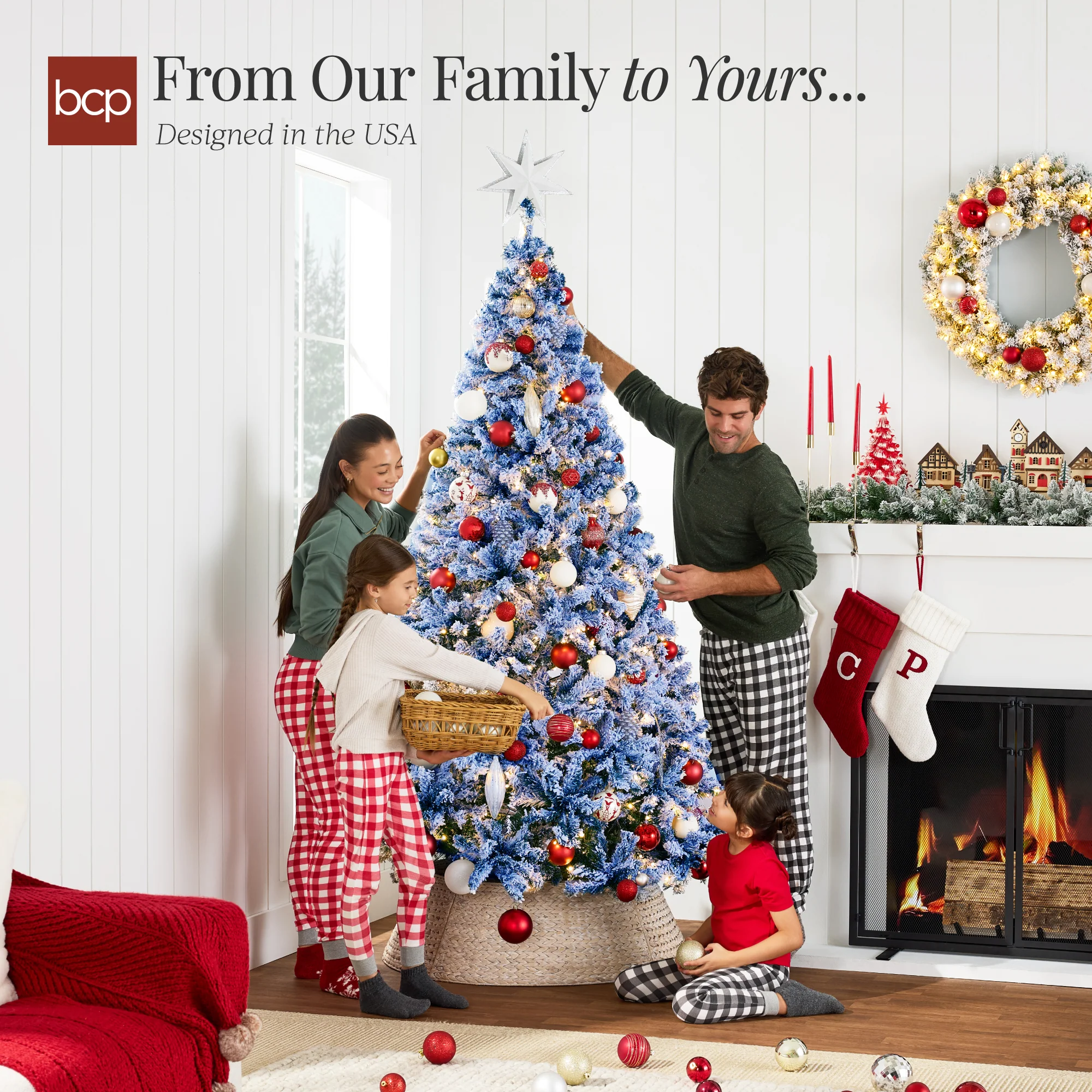 Pre-lit Christmas Tree, Snow Flocked Holiday Decor w/Twinkle Lights - Image 7