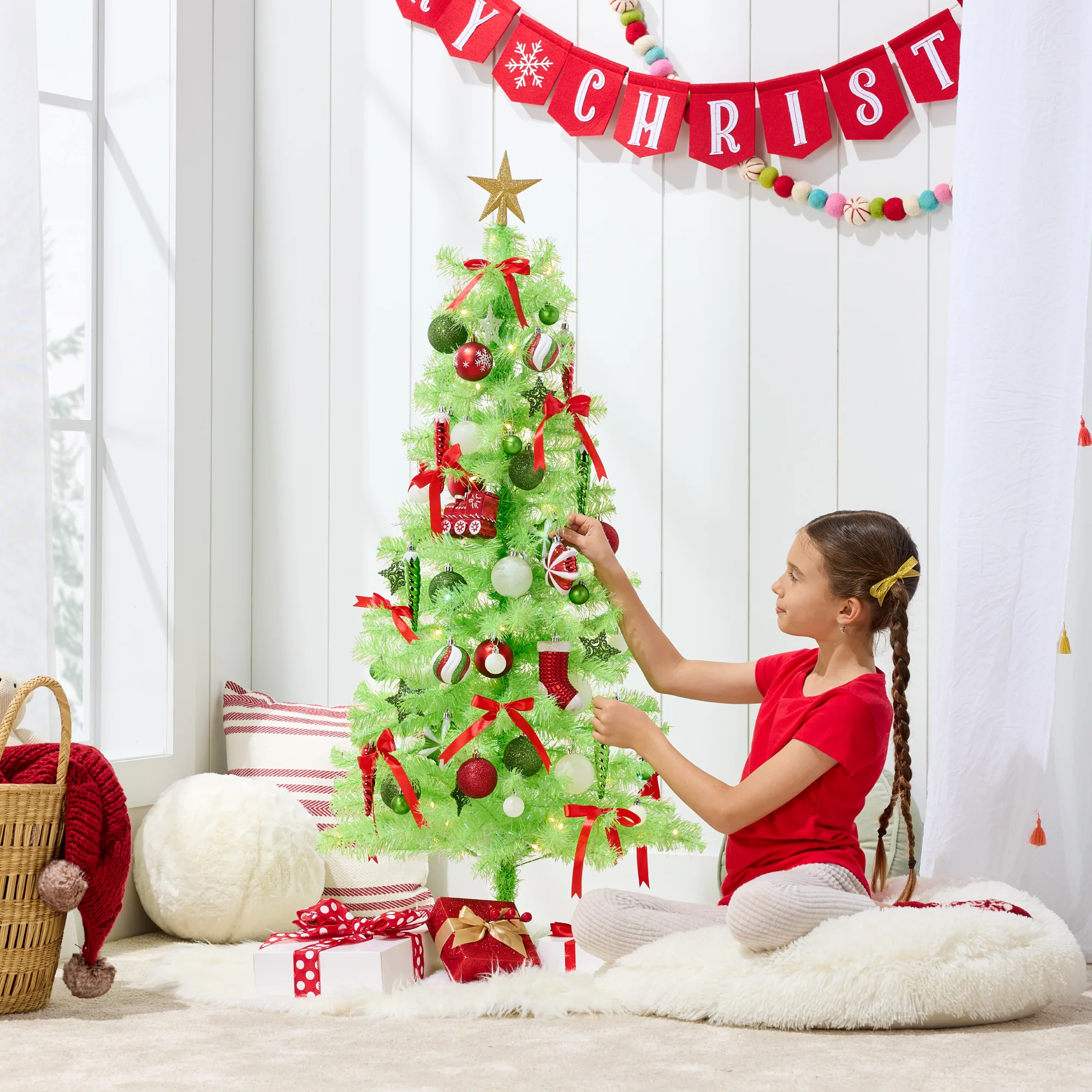 Pre-lit Colorful Mini Spruce Christmas Tree w/ LED Lights - 4ft - Image 36