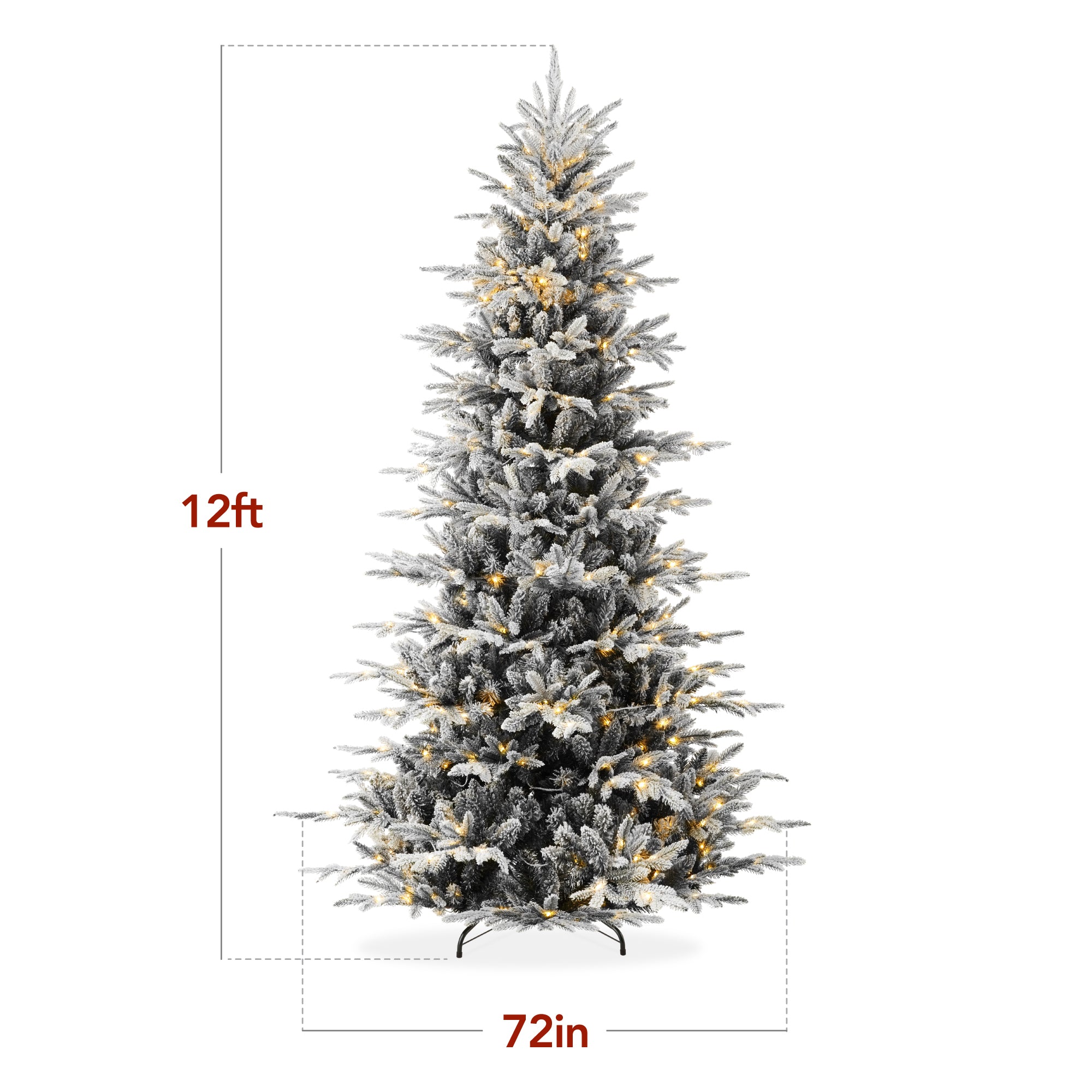 Pre-Lit Flocked Artificial Aspen Noble Fir Christmas Tree w/ Metal Stand - Image 2