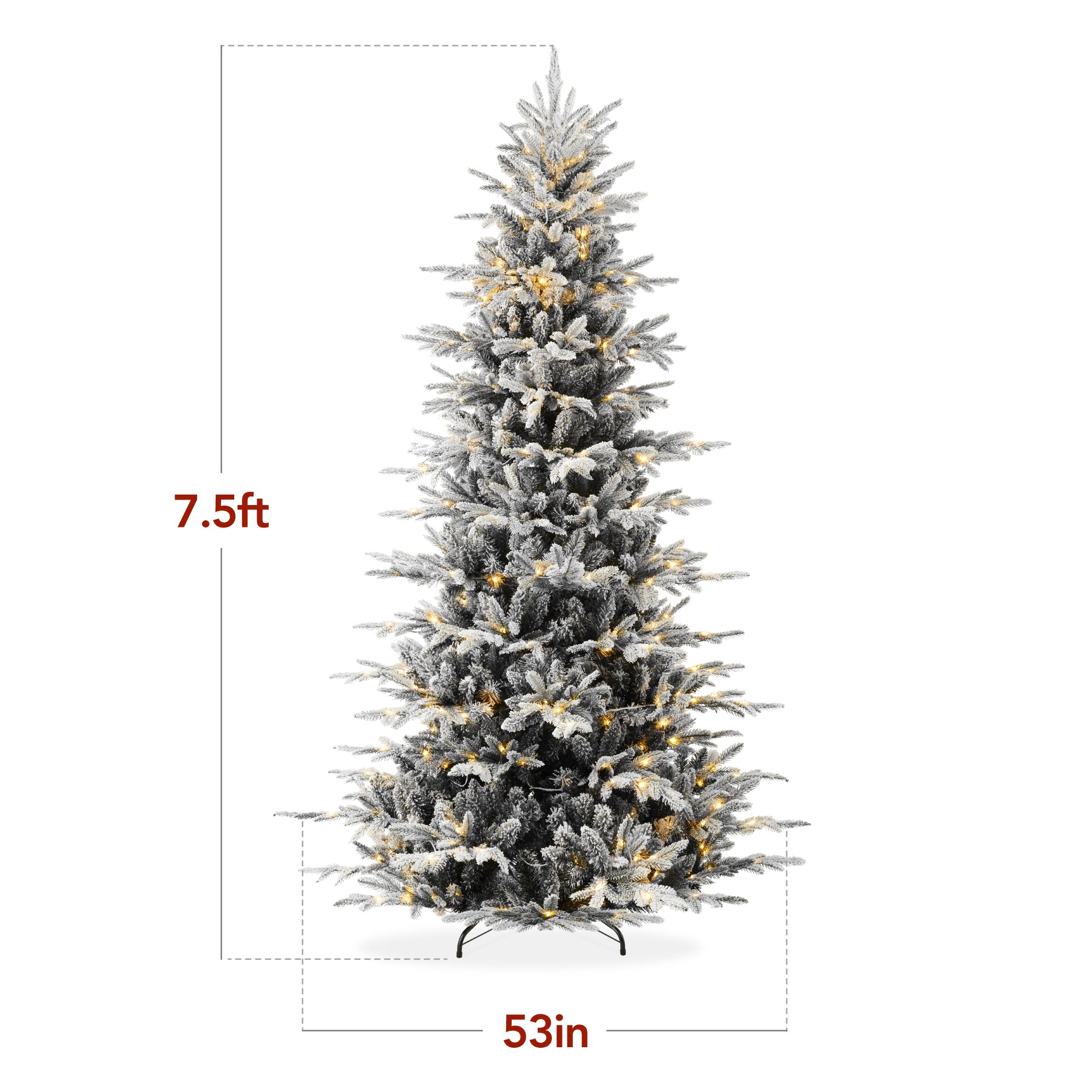 Pre-Lit Flocked Artificial Aspen Noble Fir Christmas Tree w/ Metal Stand - Image 20