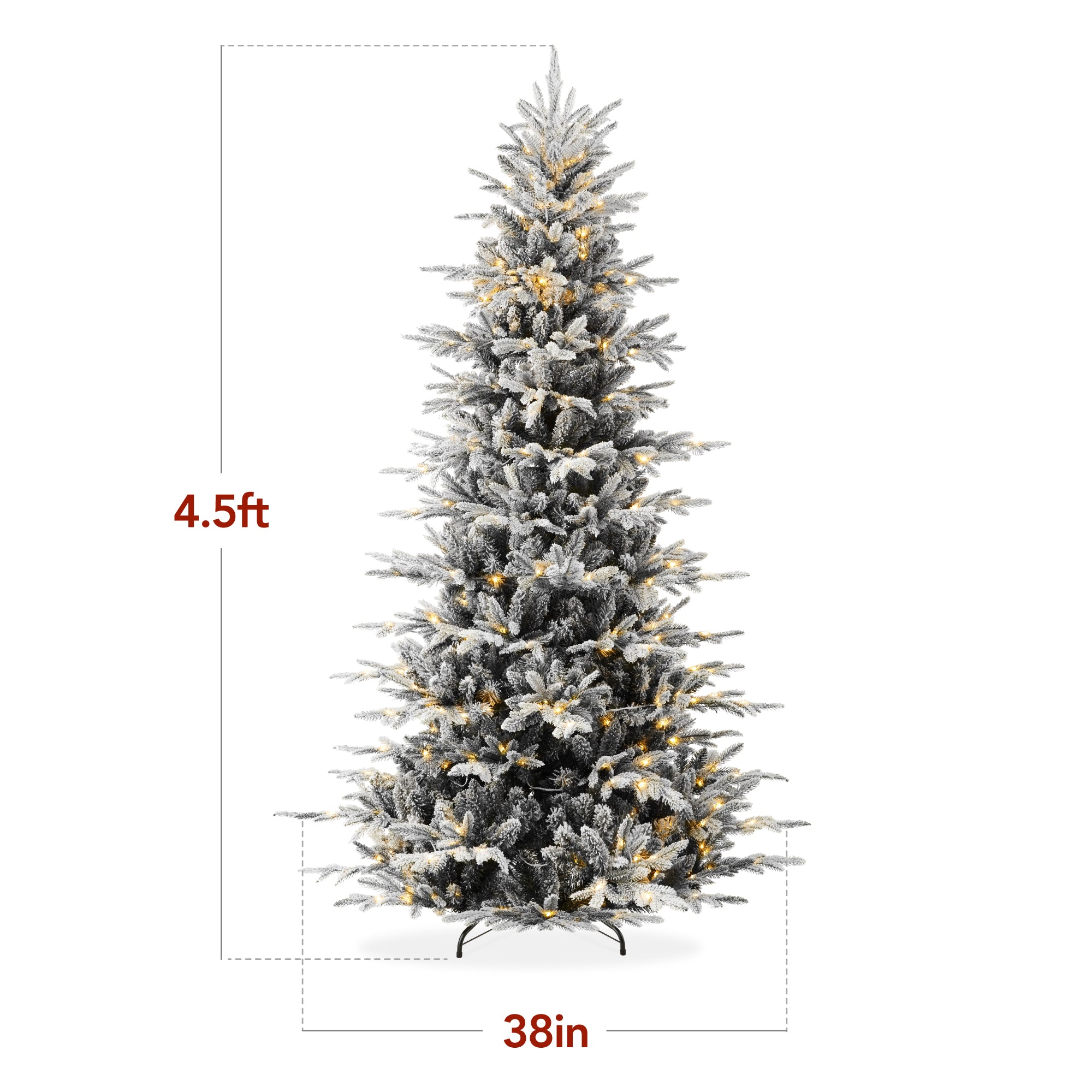 Pre-Lit Flocked Artificial Aspen Noble Fir Christmas Tree w/ Metal Stand - Image 29