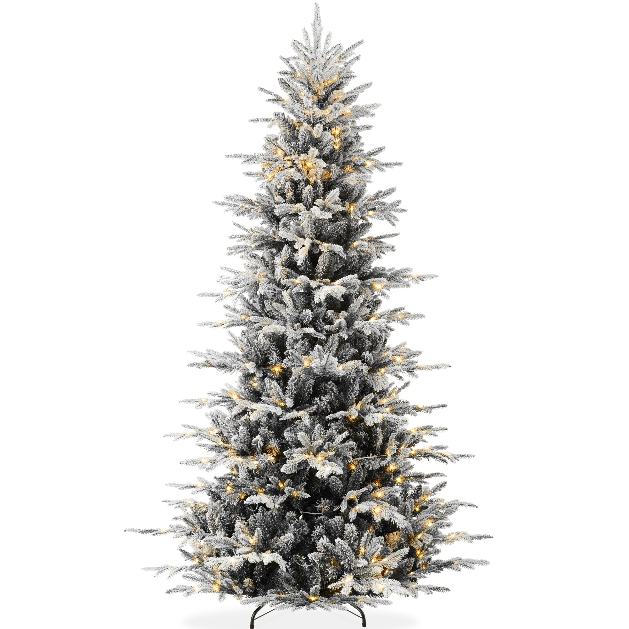 Pre-Lit Flocked Artificial Aspen Noble Fir Christmas Tree w/ Metal Stand - Image 37